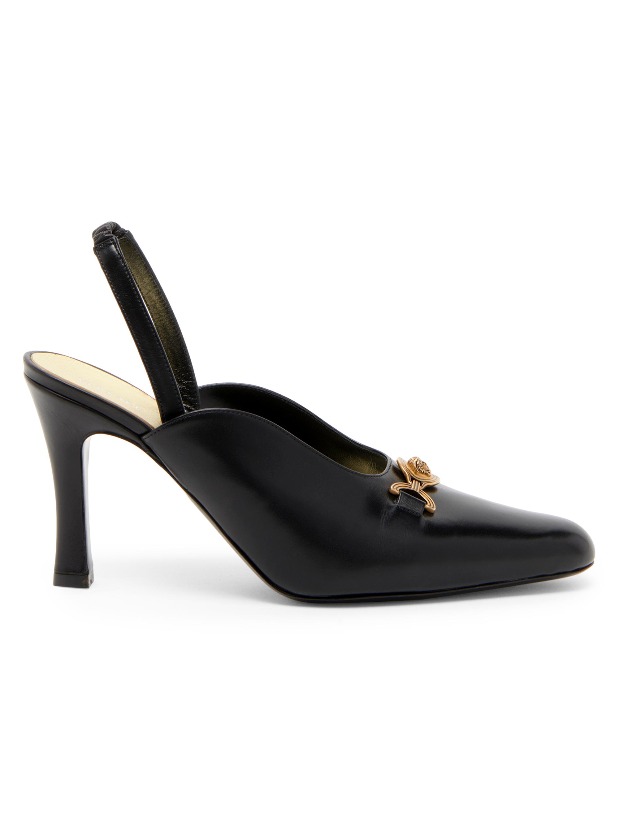 Versace Women's 90MM Medusa-Detail Leather Slingback Pumps - Black Gold