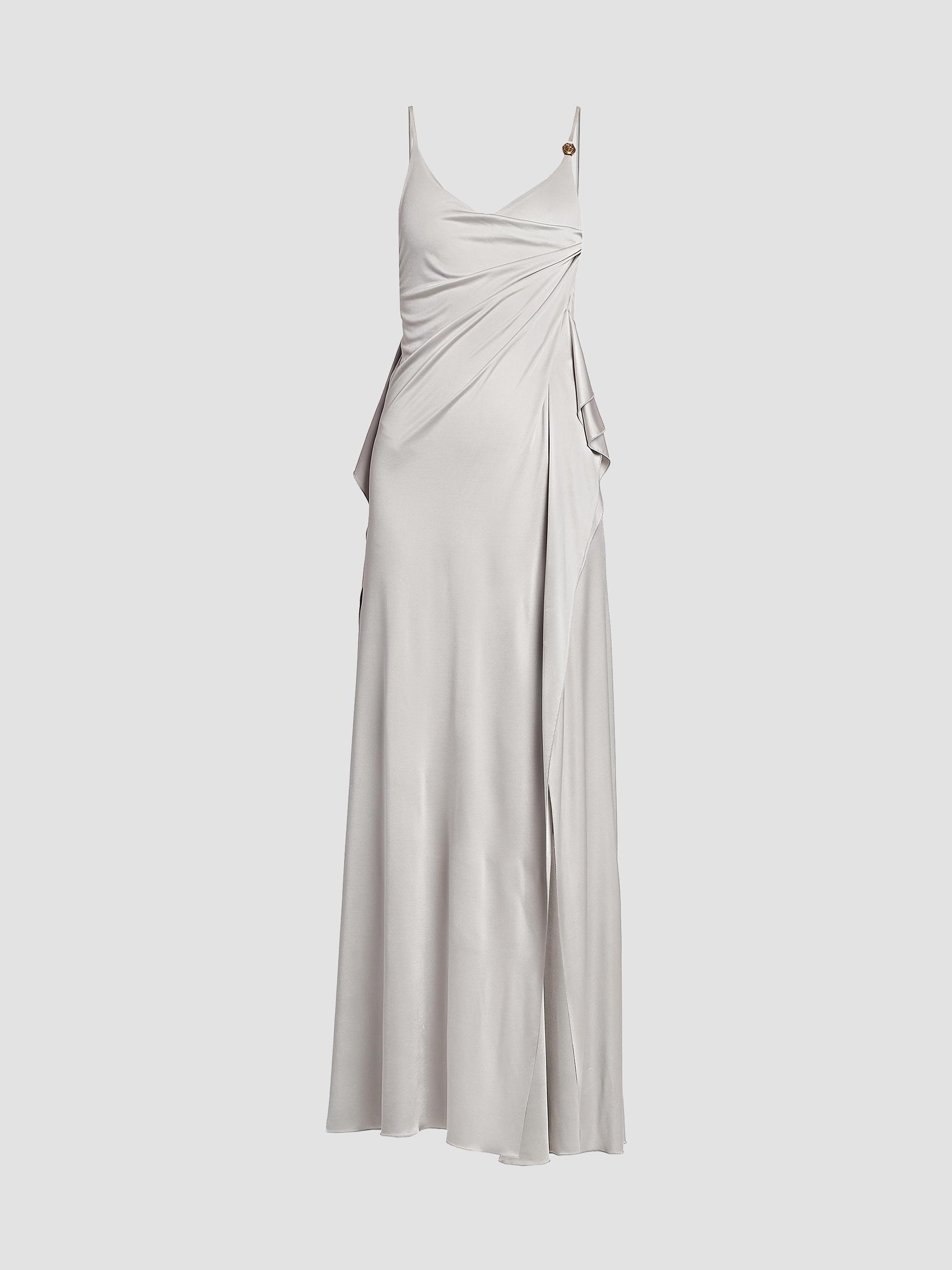 Versace Women's La Vacanza Draped Jersey Gown - Silver Grey | Thumbnail 7