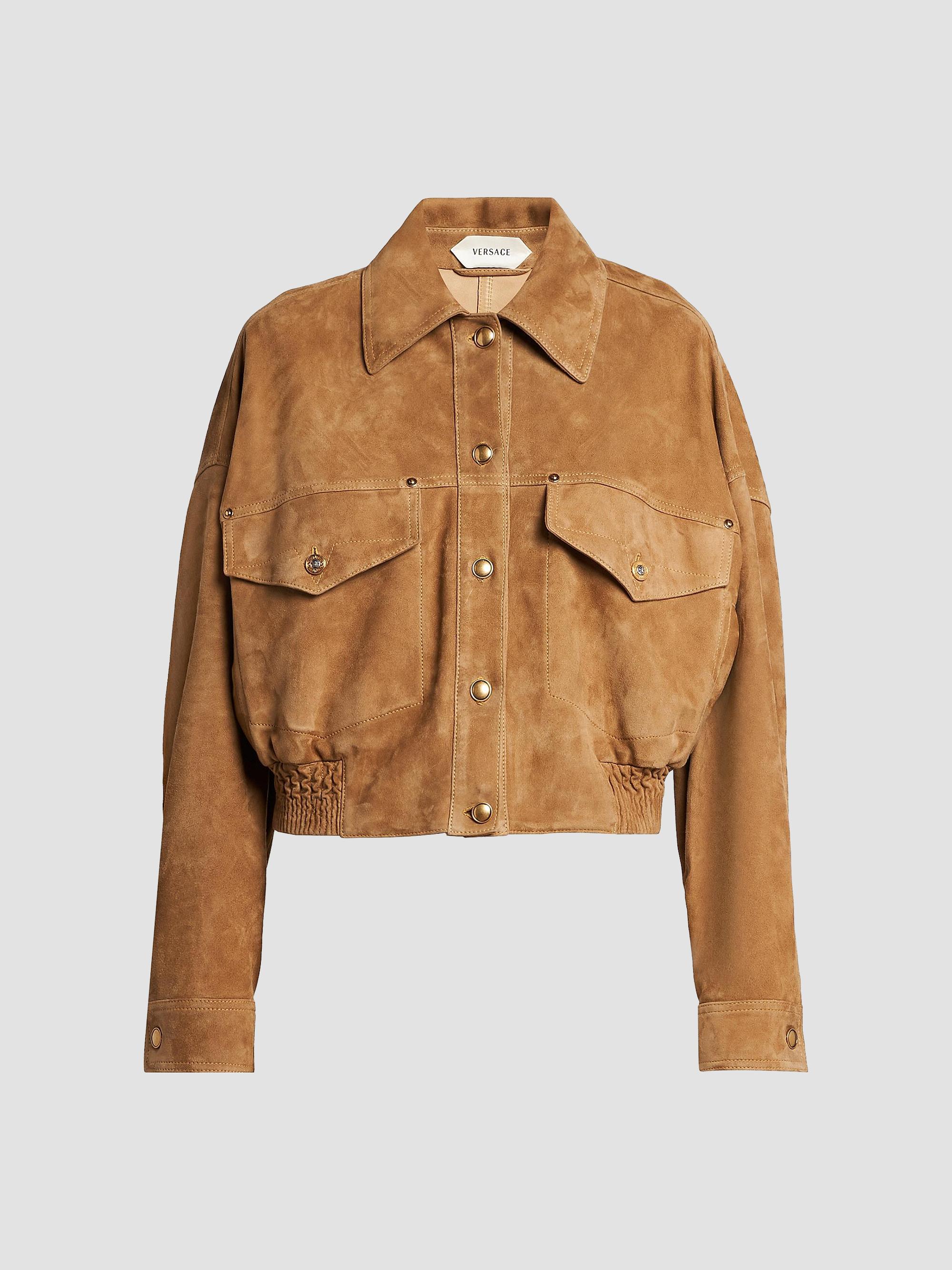 Versace Women's La Vacanza Suede Blouson Jacket - Natural | Thumbnail 7