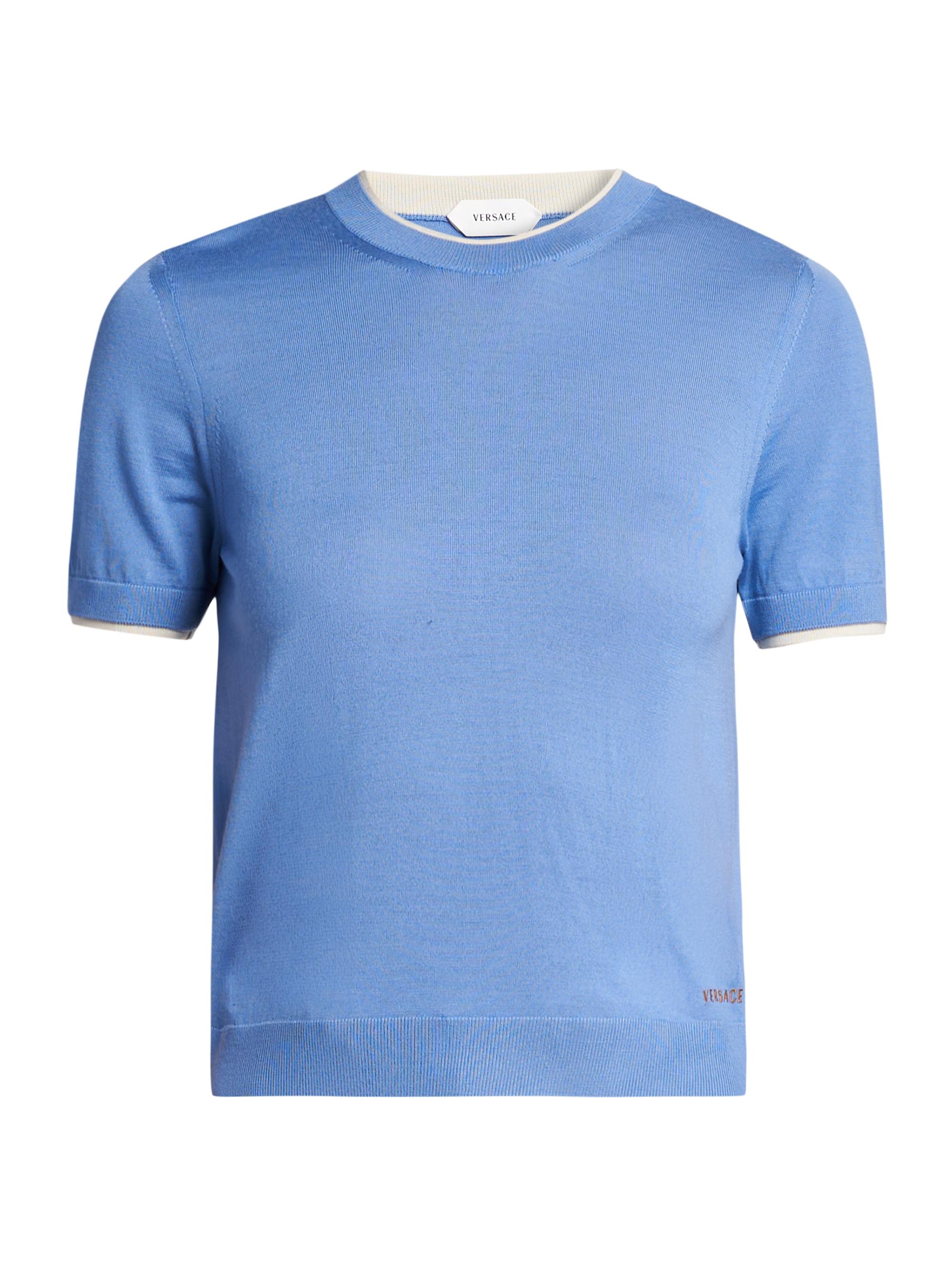 Versace Women's La Vacanza Classic Stretch Wool Sweater - Sky - Women's Clothing