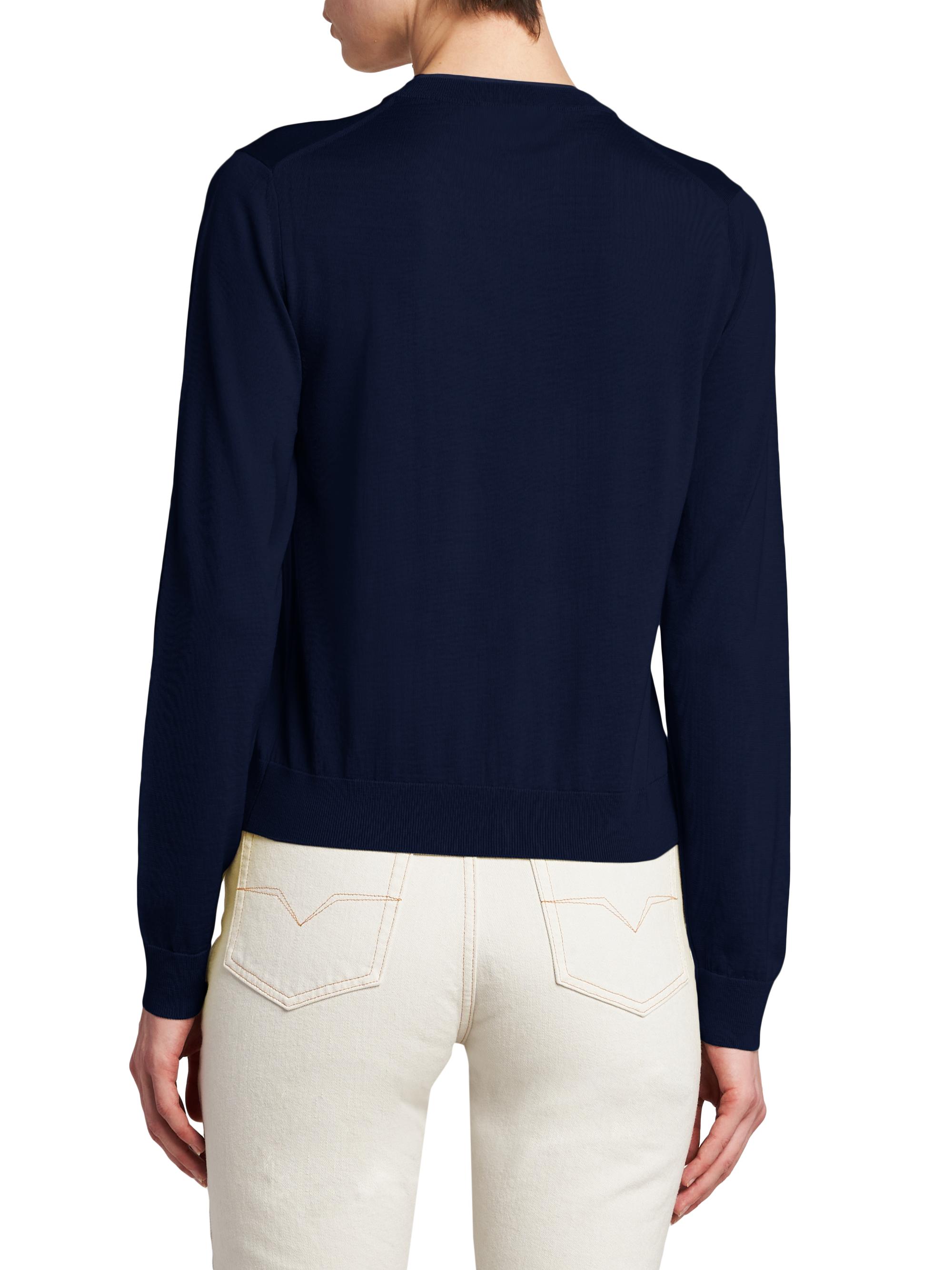 Versace Women's La Vacanza Classic Wool Cardigan - Navy | Thumbnail 5