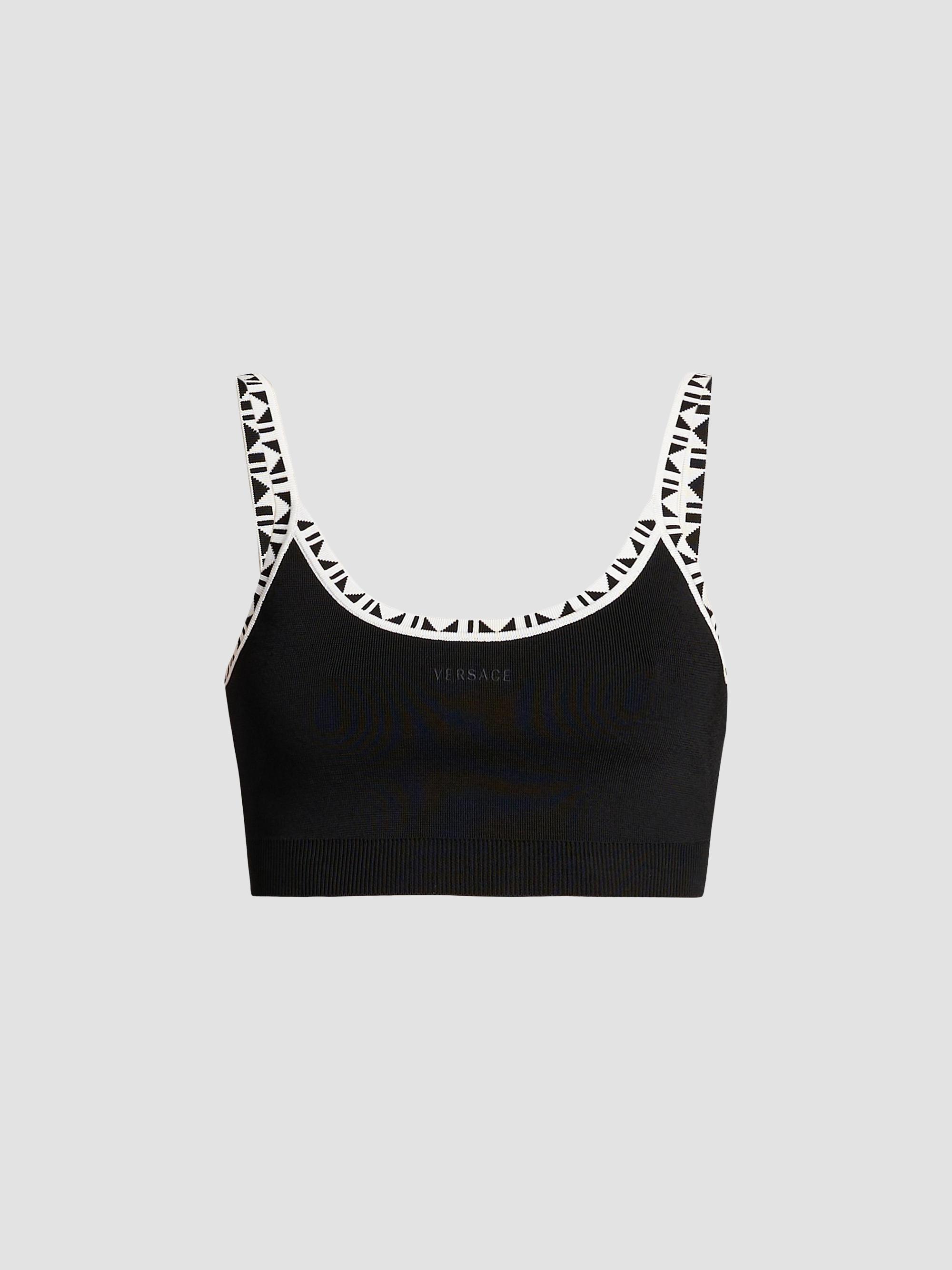 Versace Women's La Vacanza Graphic Trim Crop Top - Black | Thumbnail 7