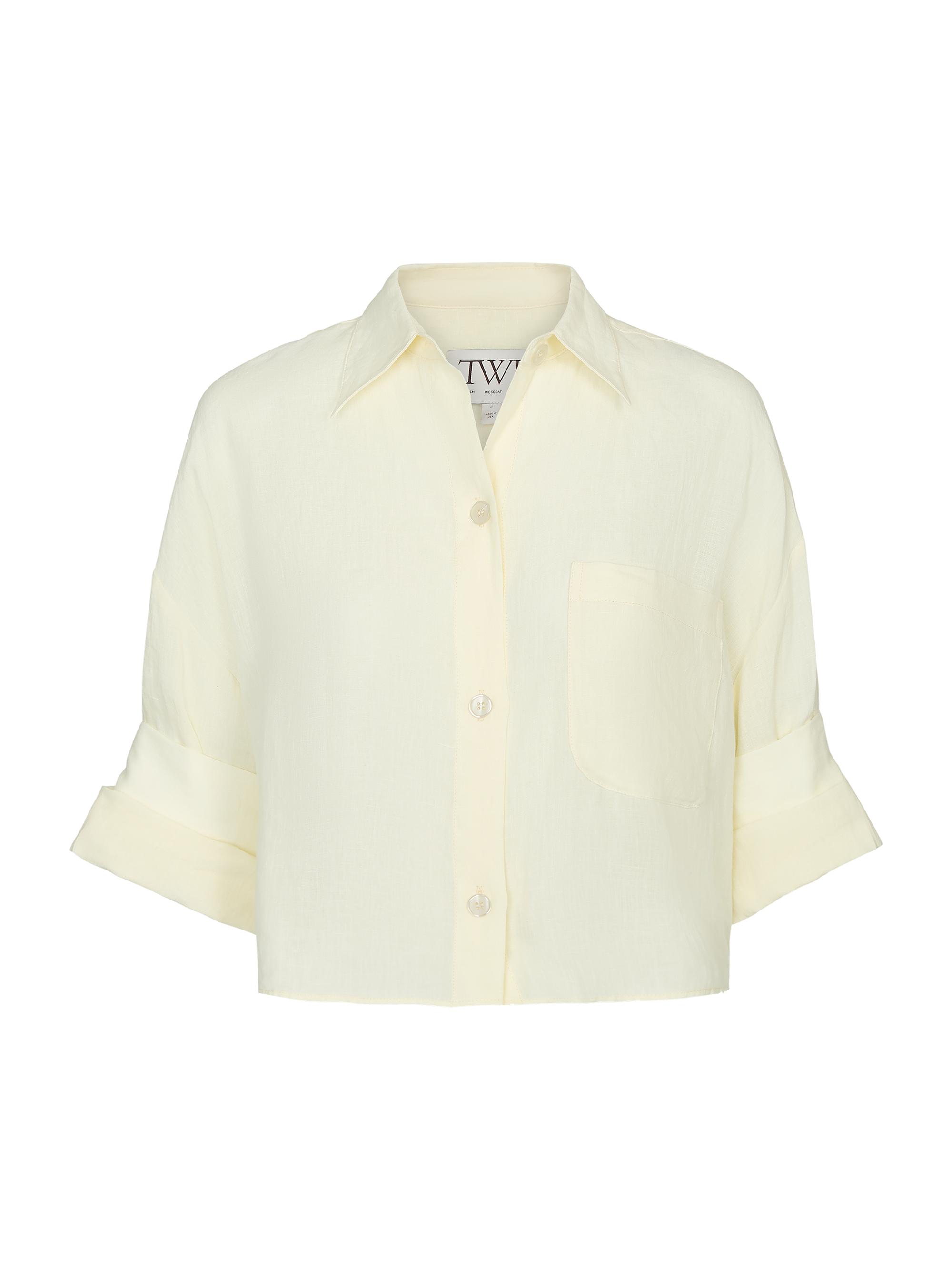 TWP Women's Next Ex Superfine Cotton Crop Shirt - Glass Green