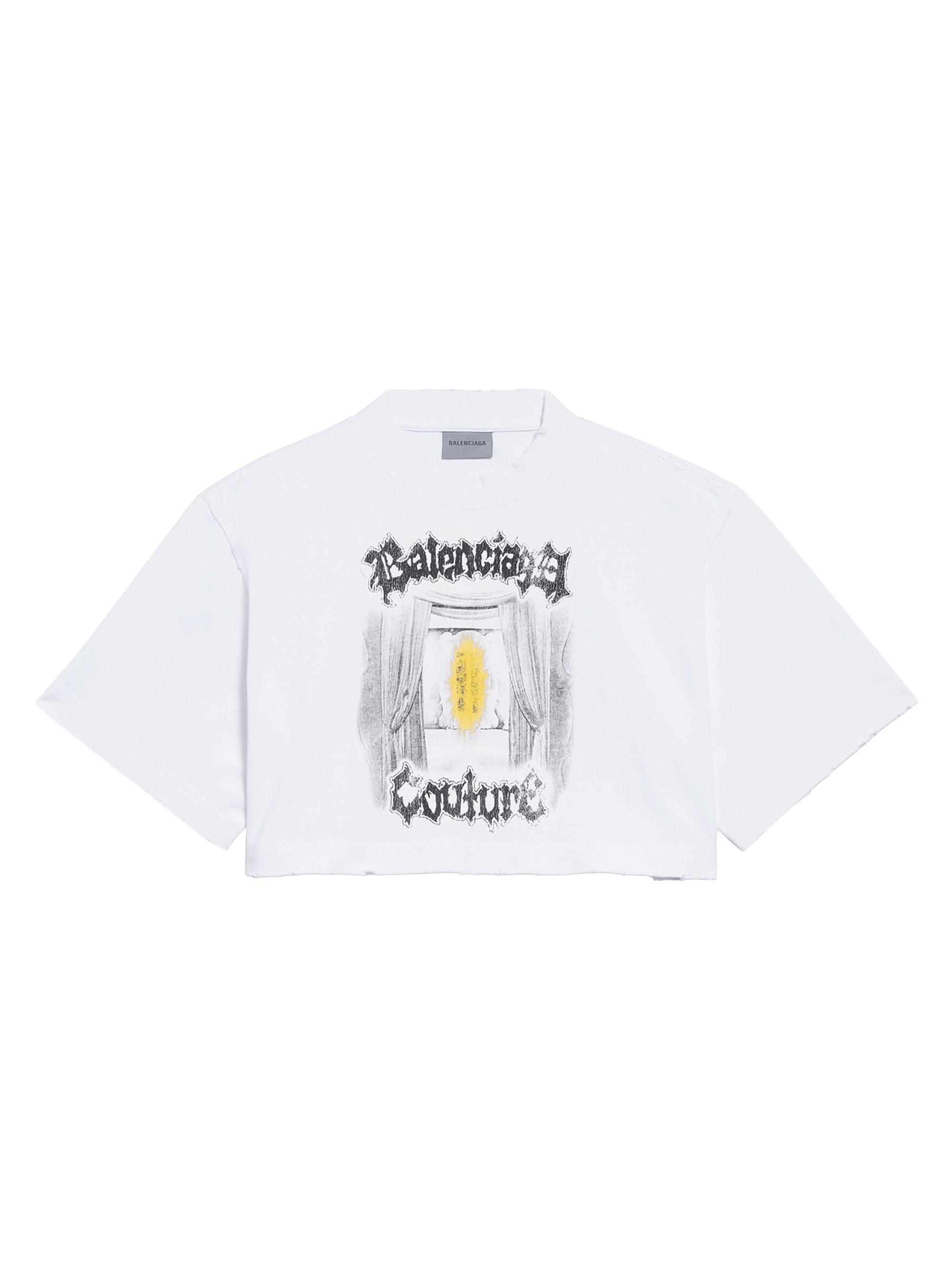 Balenciaga Women's Salon De Couture Cropped T-Shirt - White