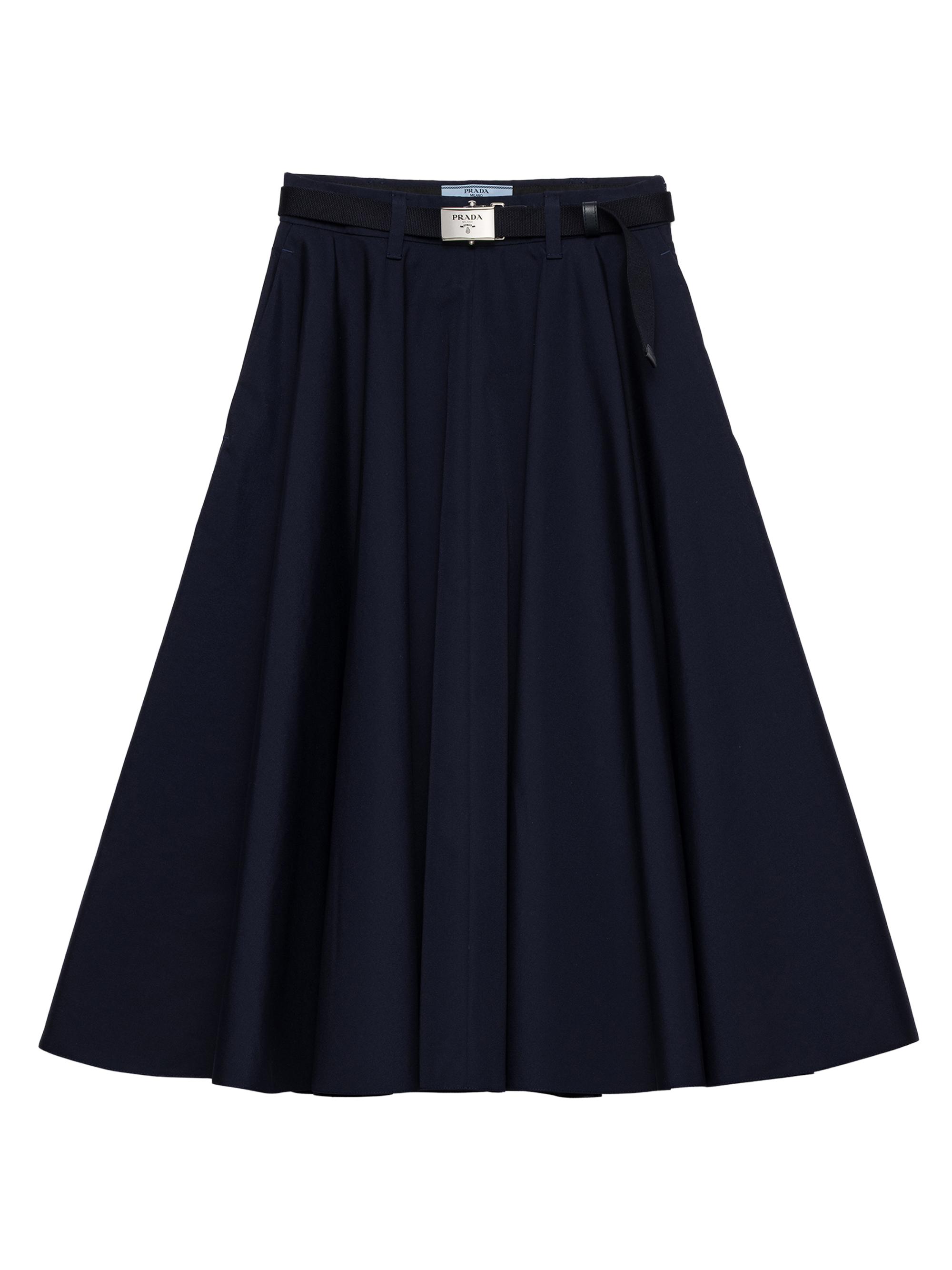 Prada Women's Poplin Midi-Skirt - Blue