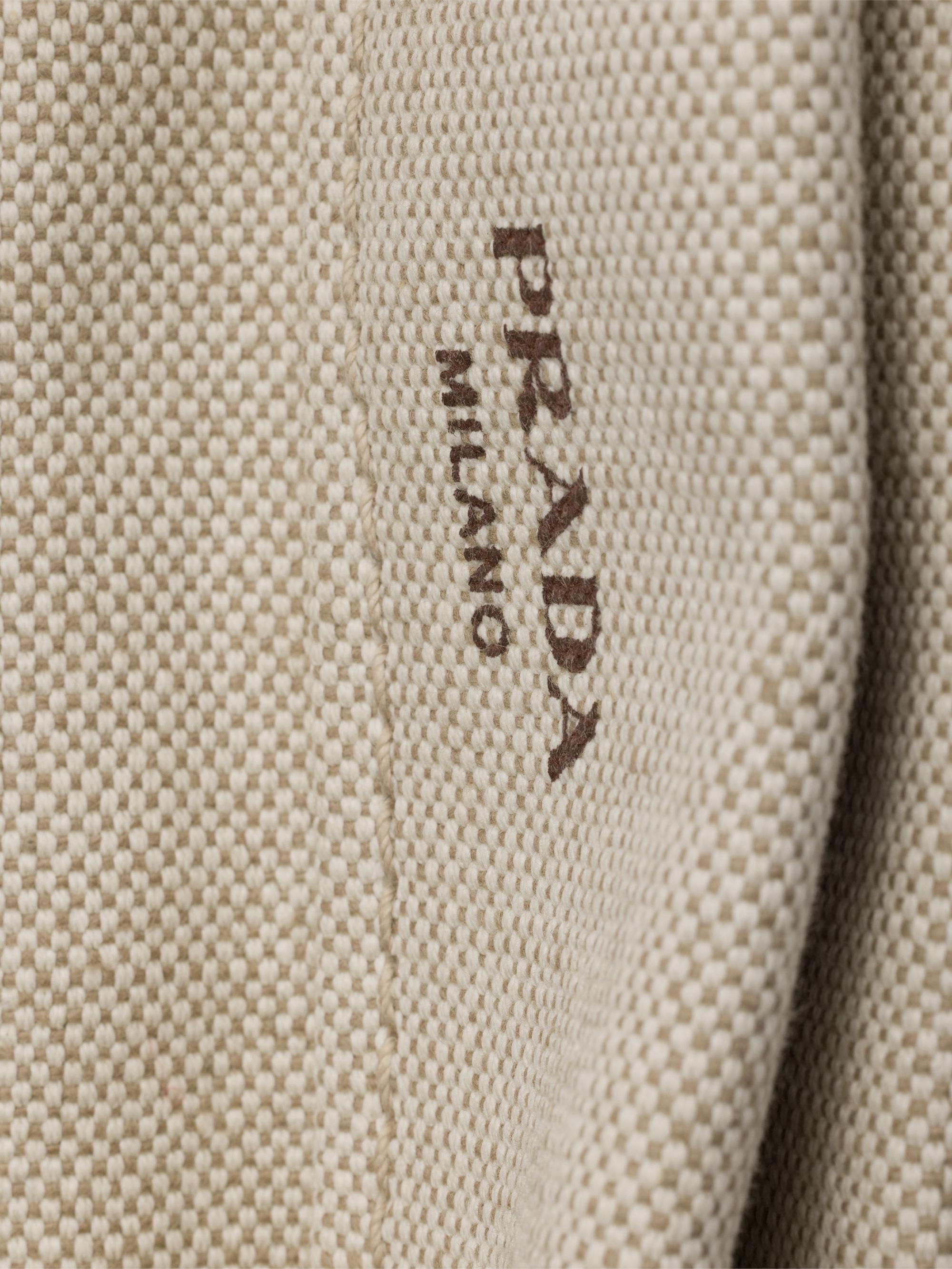 PRADA 肩切返し　ロンT ポケット付　ラバーロゴ Prada Route Large Canvas and Leather Tote Bag | Saks Fifth Avenue