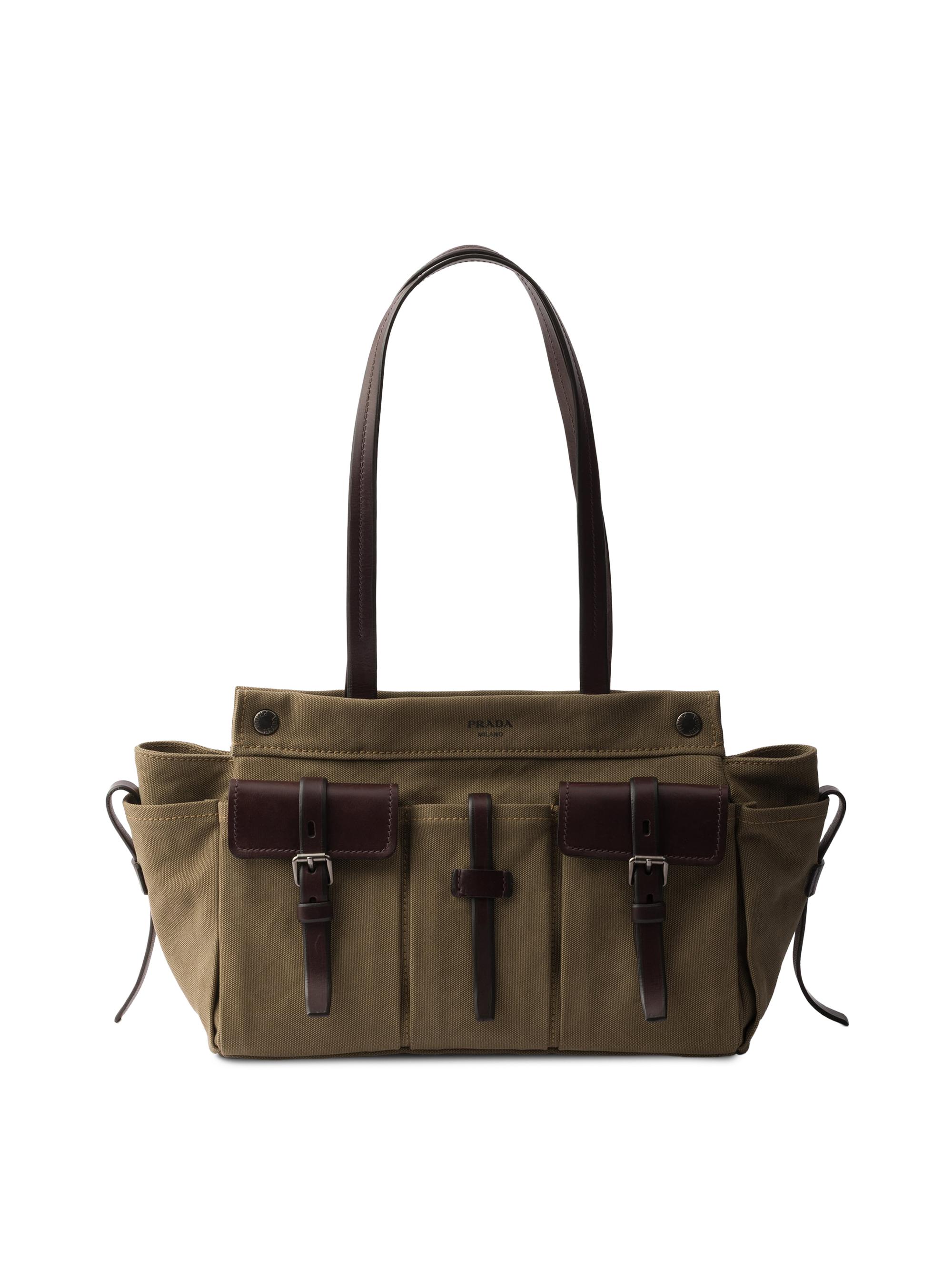 Prada Women's Route  Canvas and Leather Tote Bag - Green