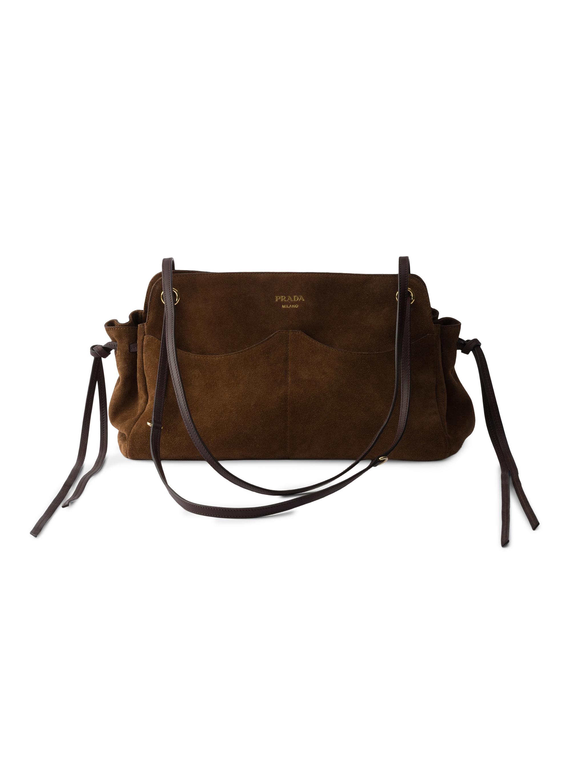 Prada Women's Carry  Suede Tote Bag - Brown