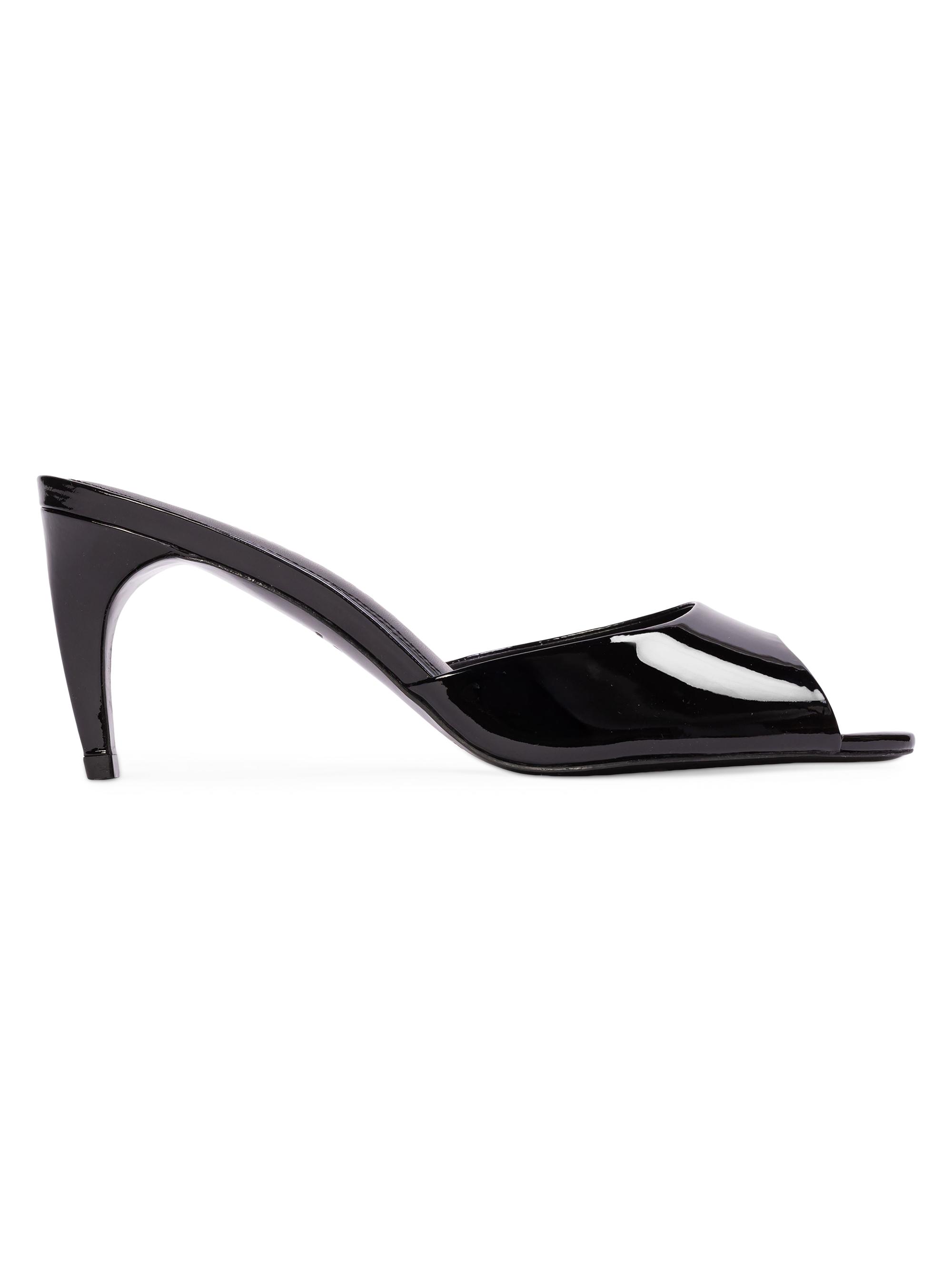 Black Suede Studio Women's Jazz 70MM Mule Sandals - Black Patent Leather