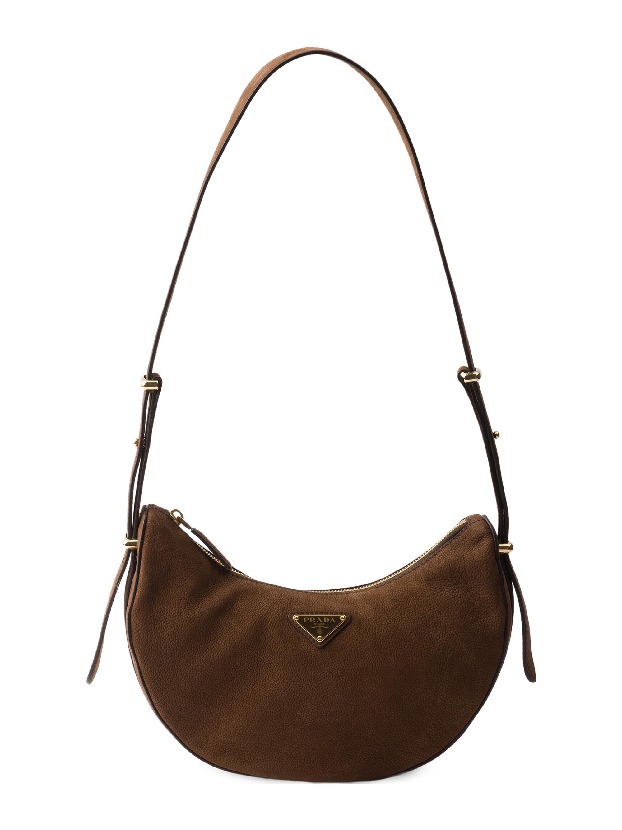 Prada Women's Arqué  Nubuck Leather Shoulder Bag - Brown