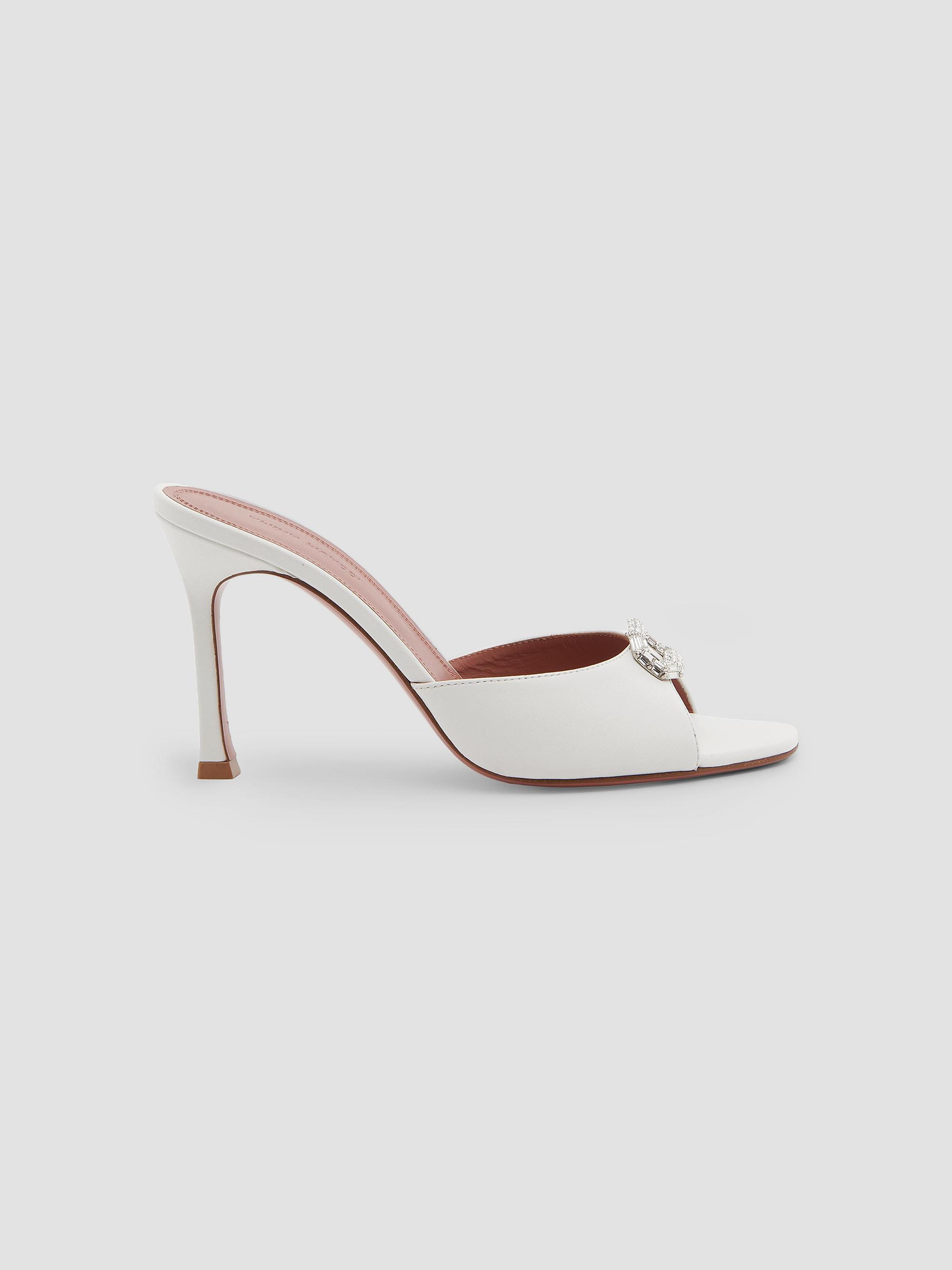 Amina Muaddi Mini Camelia 95MM Crystal-Embellished Leather Mules