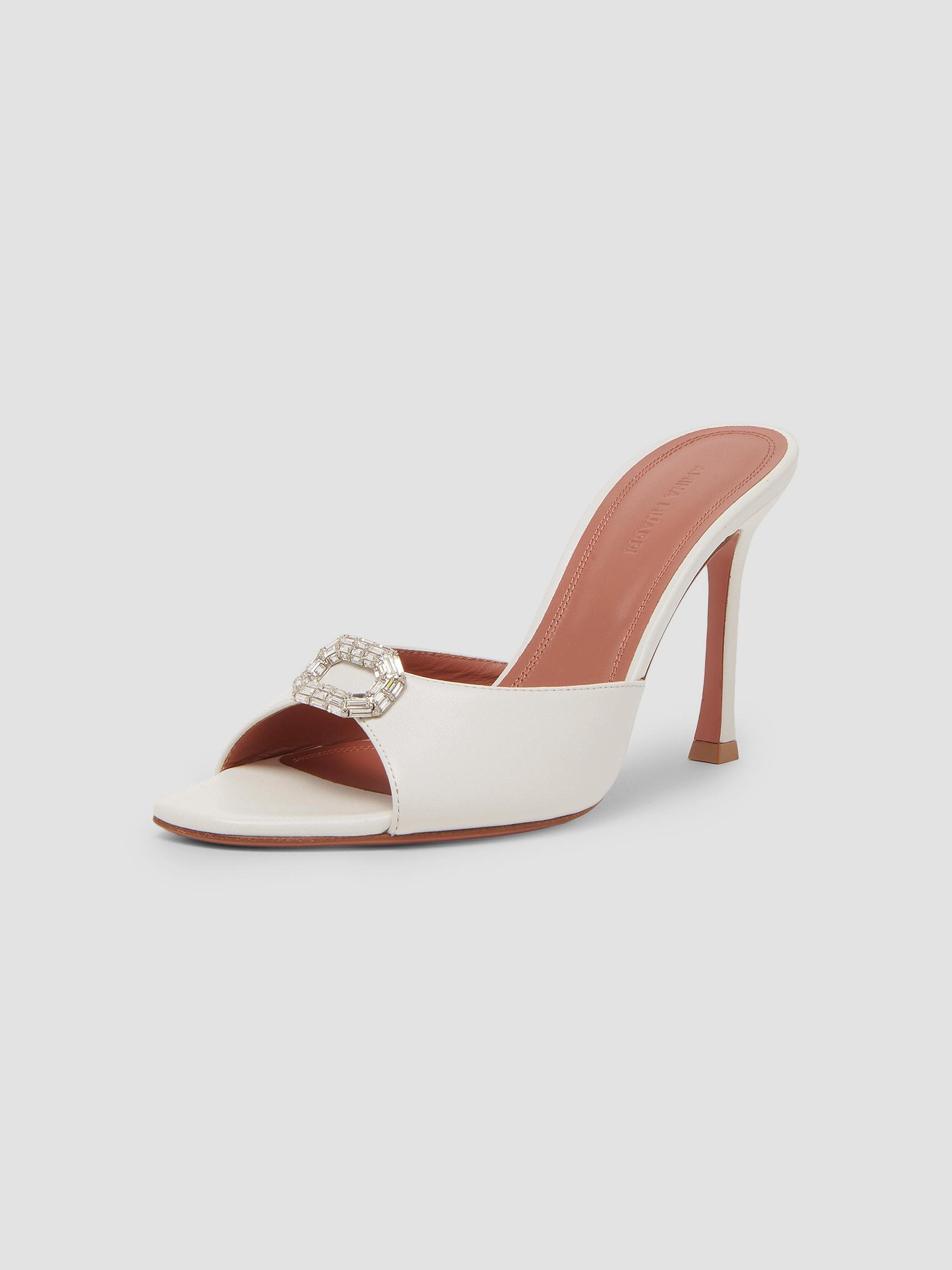 Amina Muaddi Mini Camelia 95MM Crystal-Embellished Leather Mules