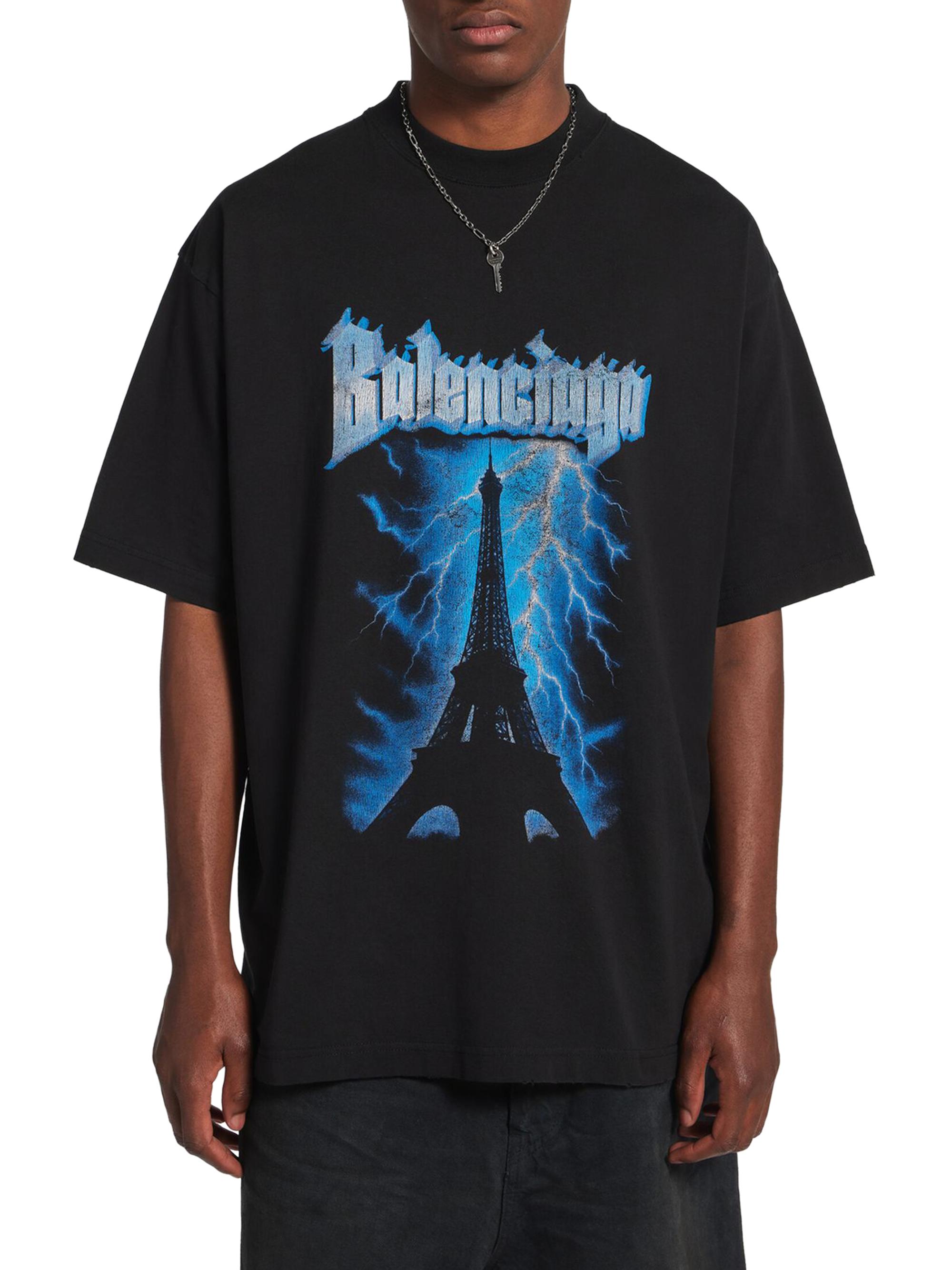 Balenciaga Paris Thunderstorm Oversized T-Shirt | Saks Fifth Avenue