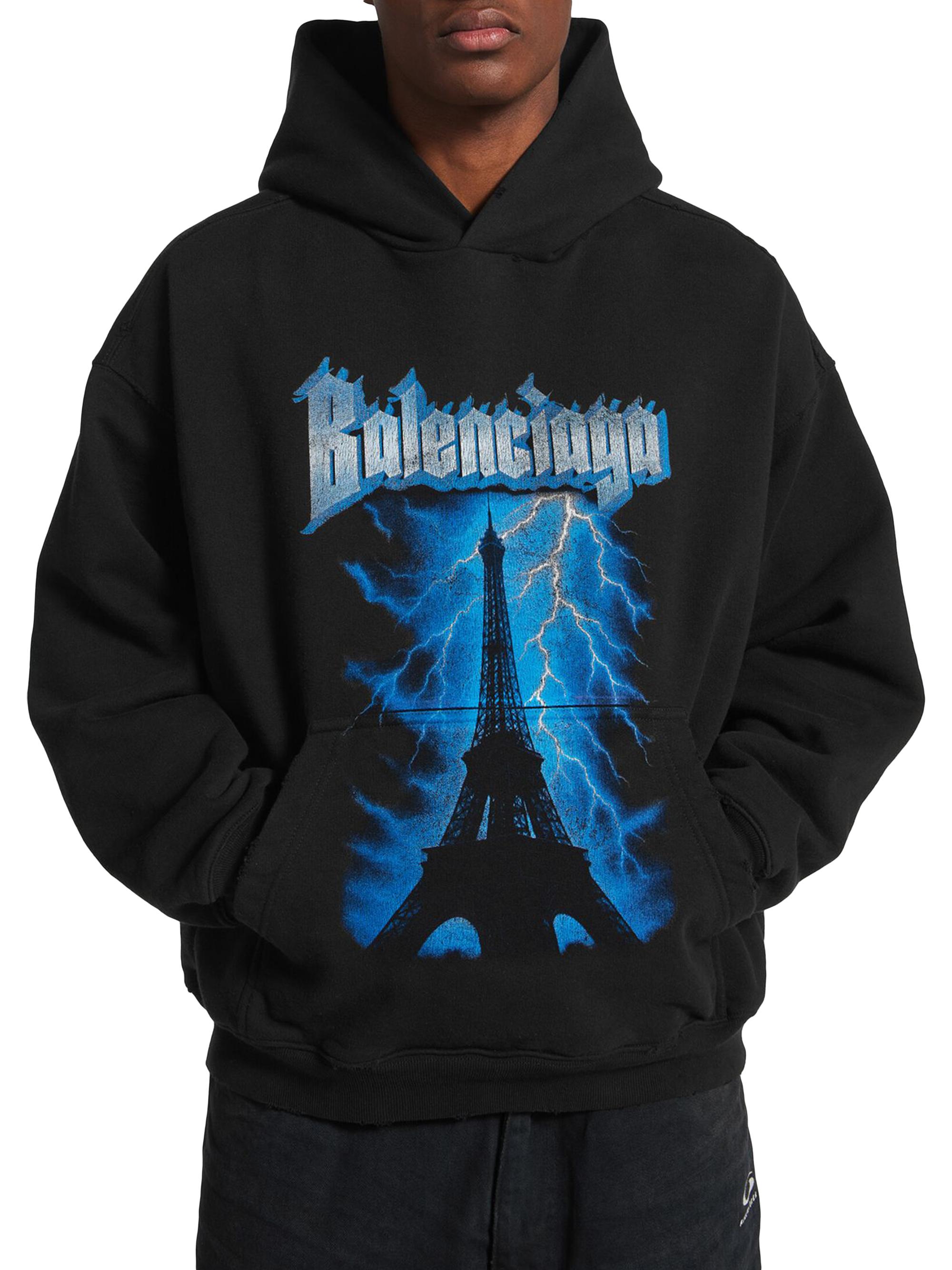Balenciaga Paris Thunderstorm Medium Fit Hoodie | Saks Fifth Avenue