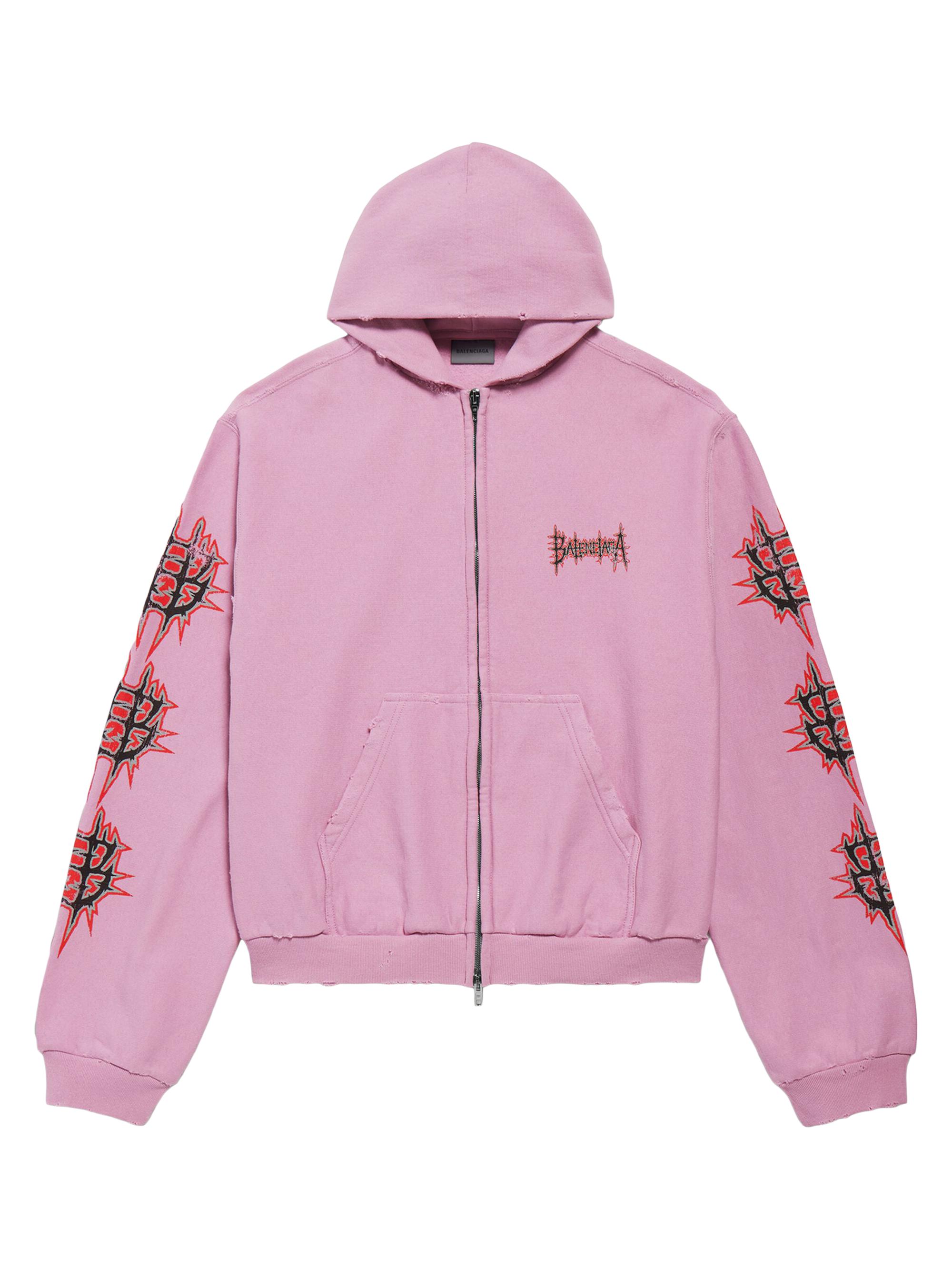 Balenciaga Women's  Sacré Cur Zip-Up Hoodie Medium Fit - Old Pink