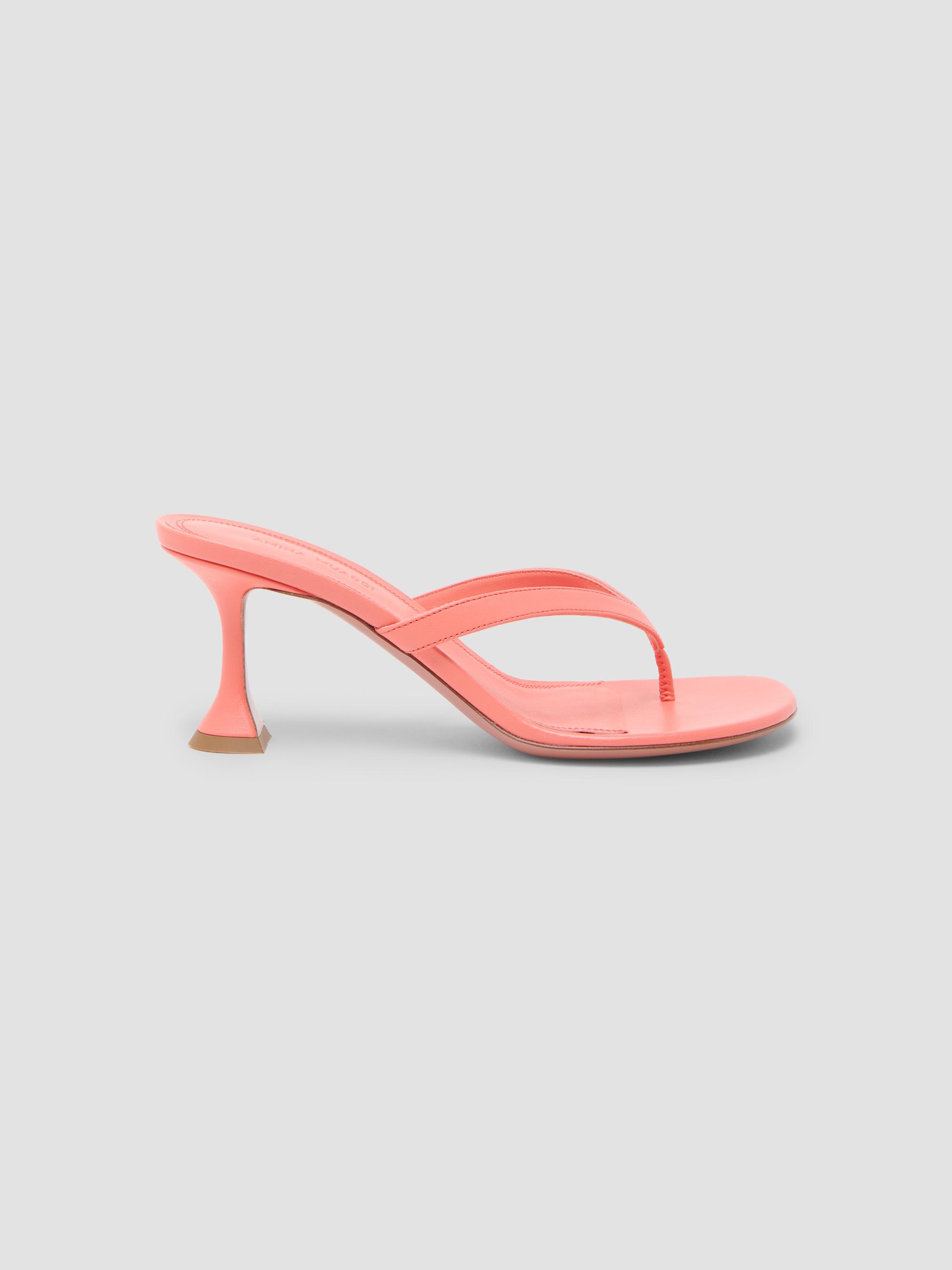 Amina Muaddi Women's Juliette 70MM Leather Trumpet Heel Sandals - Pearly Latte Patent - Size 8