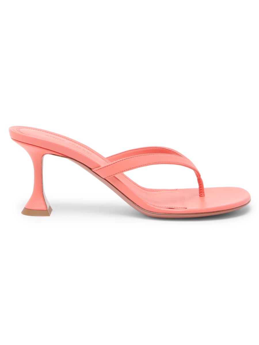 Amina Muaddi Women's Juliette 70mm Leather Trumpet Heel Sandals In Pearly Latte Patent