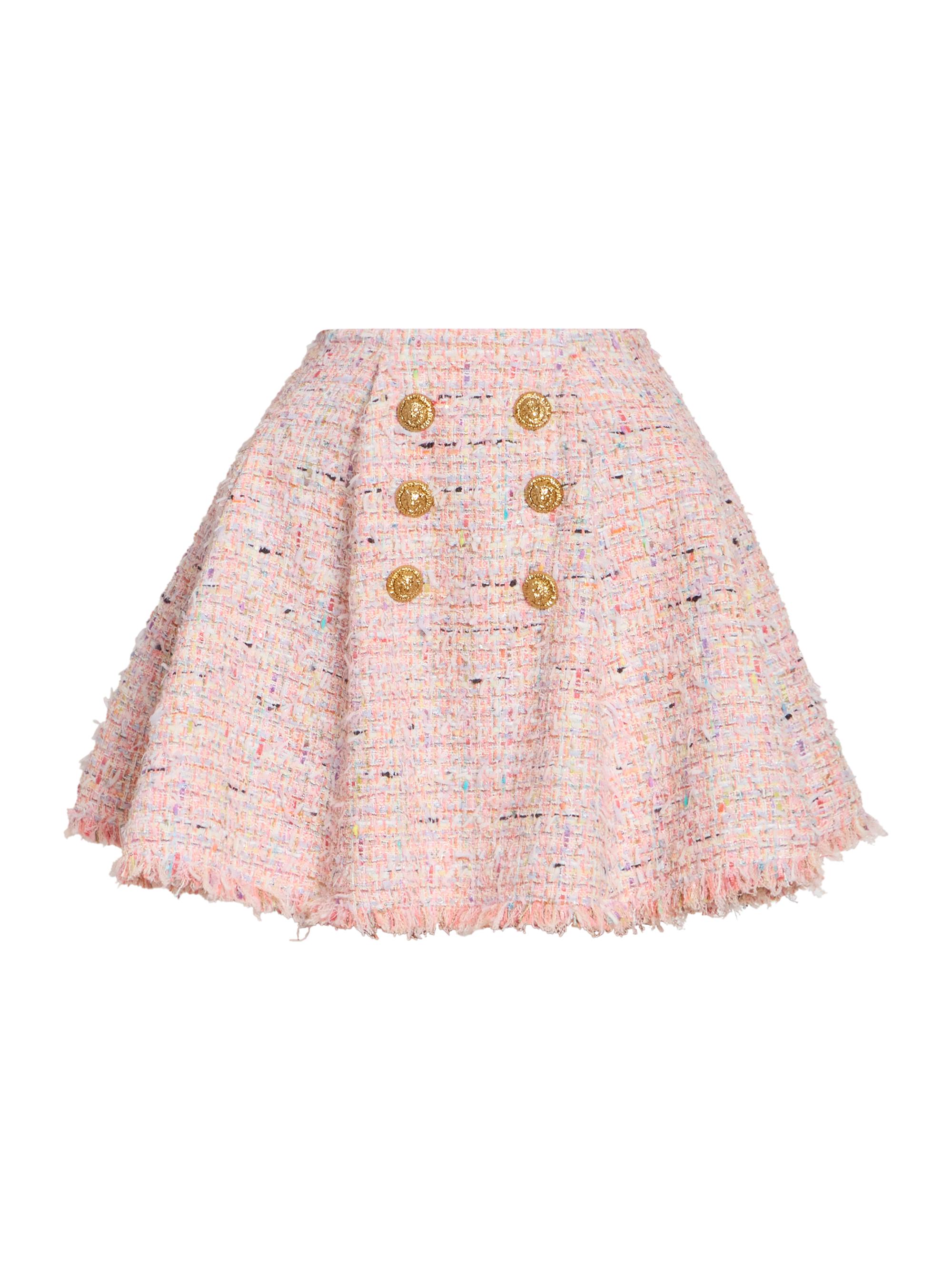 Balmain Women's Tweed Double-Breasted Miniskirt - Multicolore