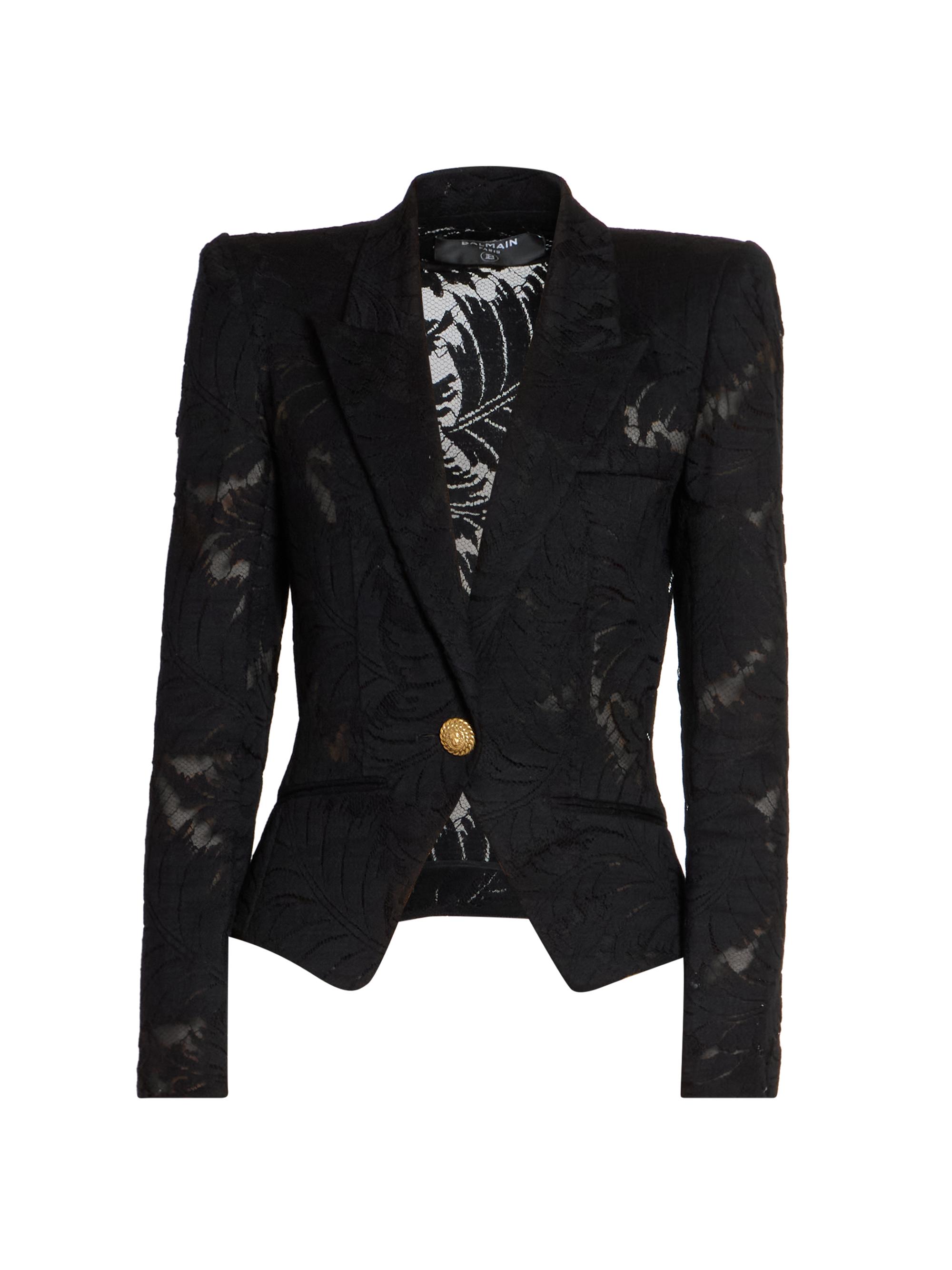 Balmain Women's Lace One-Button Blazer - Noir