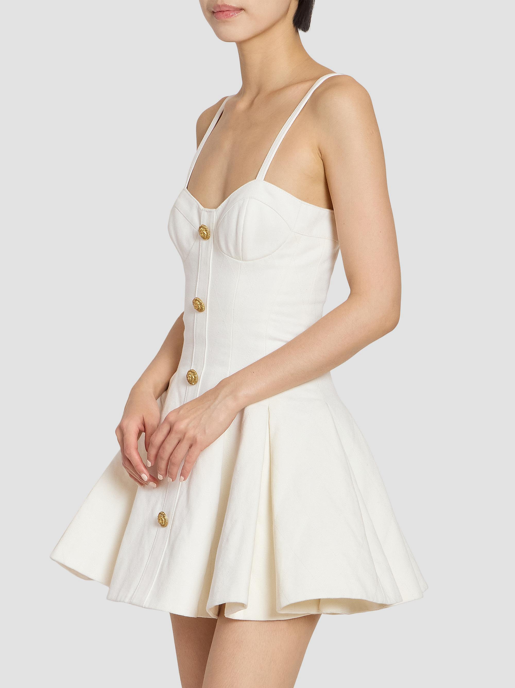 Balmain Bustier Denim Button-Front Minidress | Saks Fifth Avenue