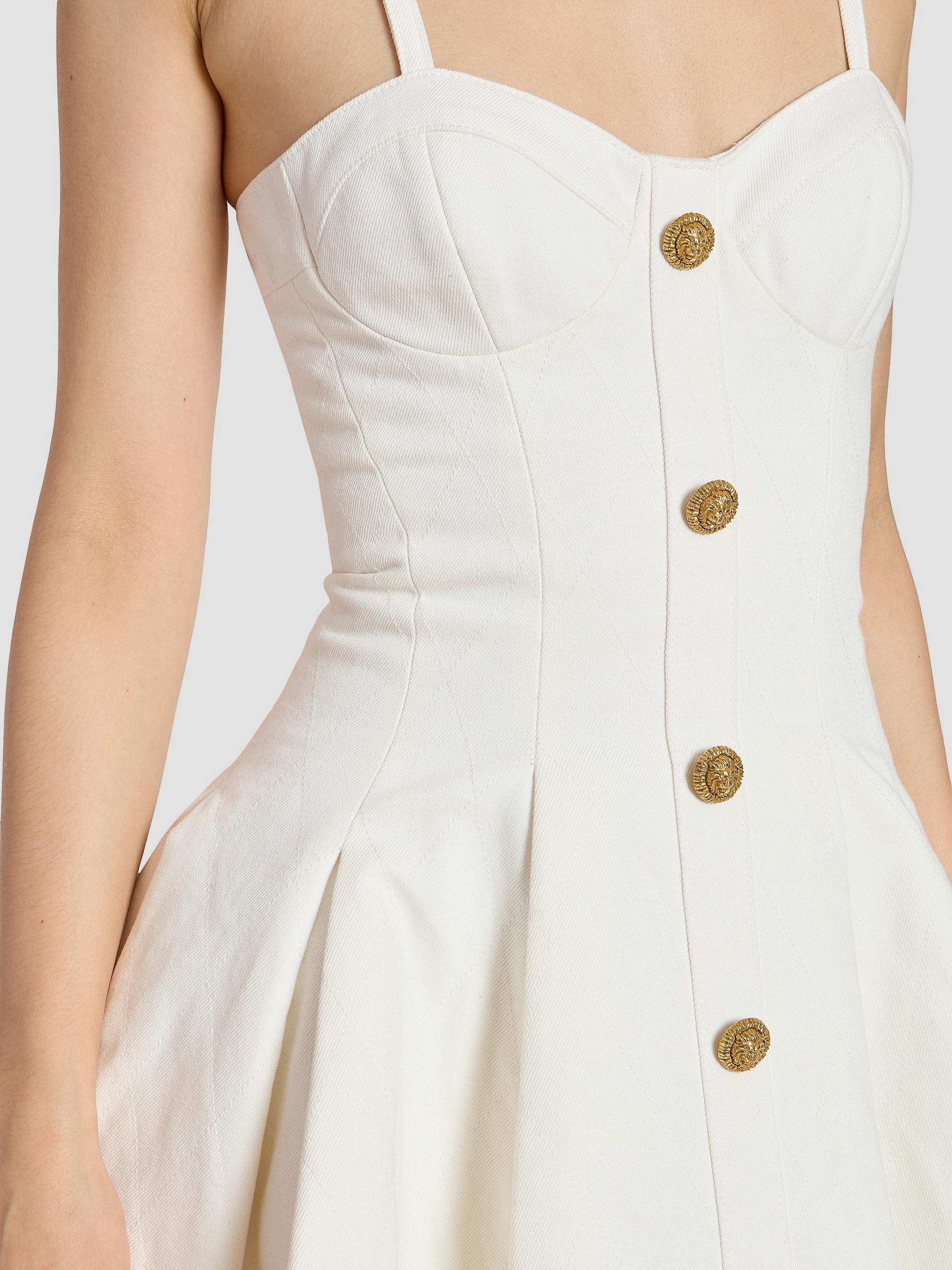 Balmain Bustier Denim Button-Front Minidress | Saks Fifth Avenue