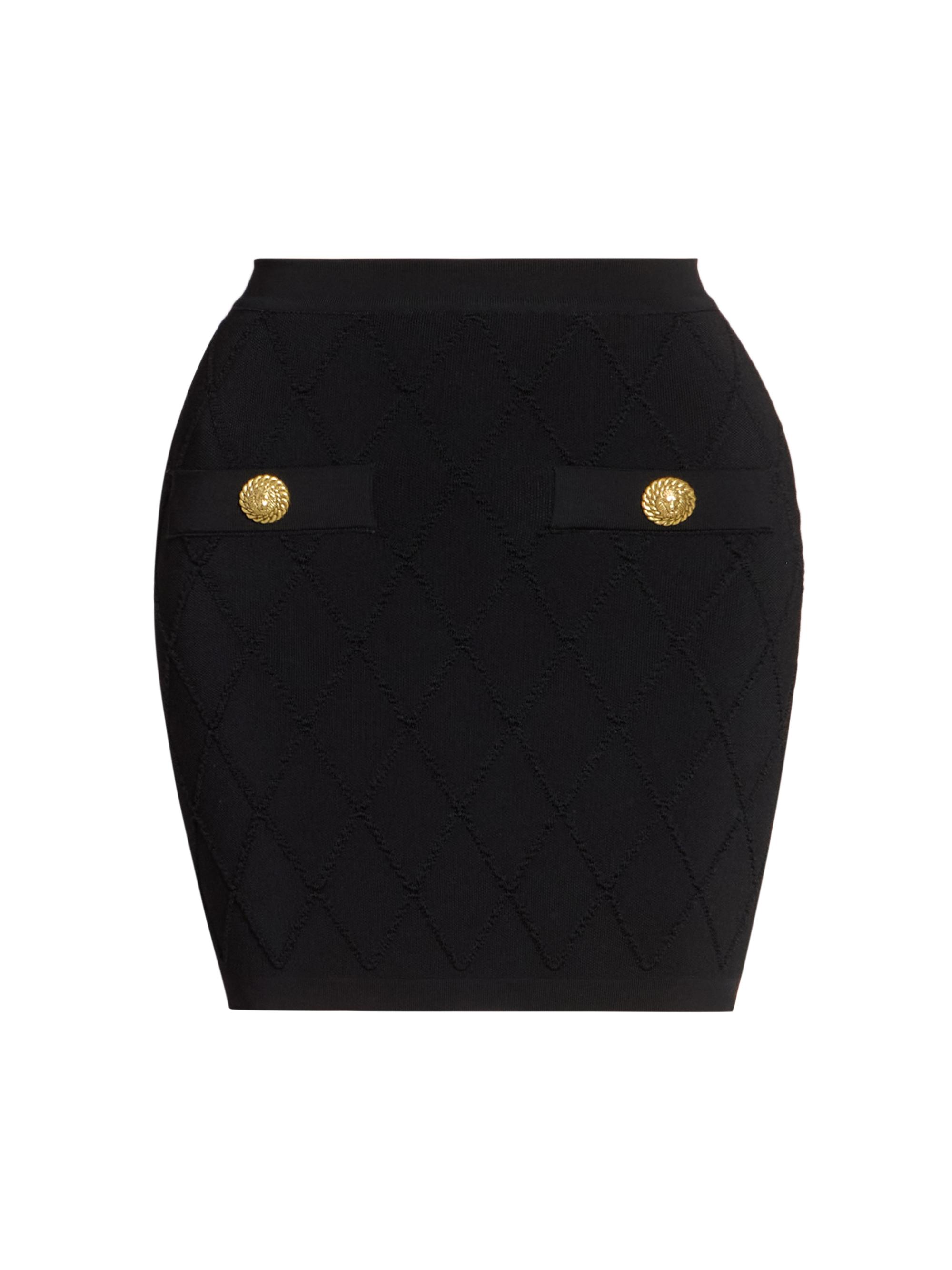 Balmain Women's Quilted Compact Knit Miniskirt - Noir