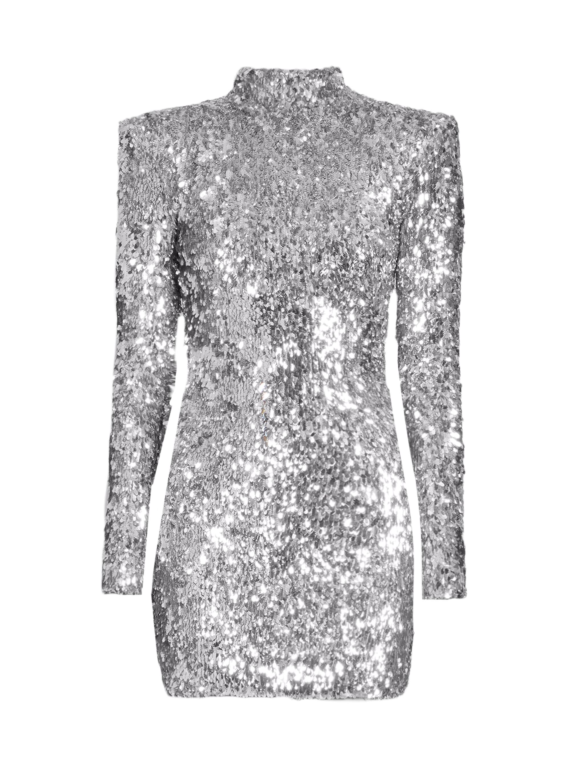 silver balmain dress Balmain Embellished Beaded Minidress - Silver - 37% Off