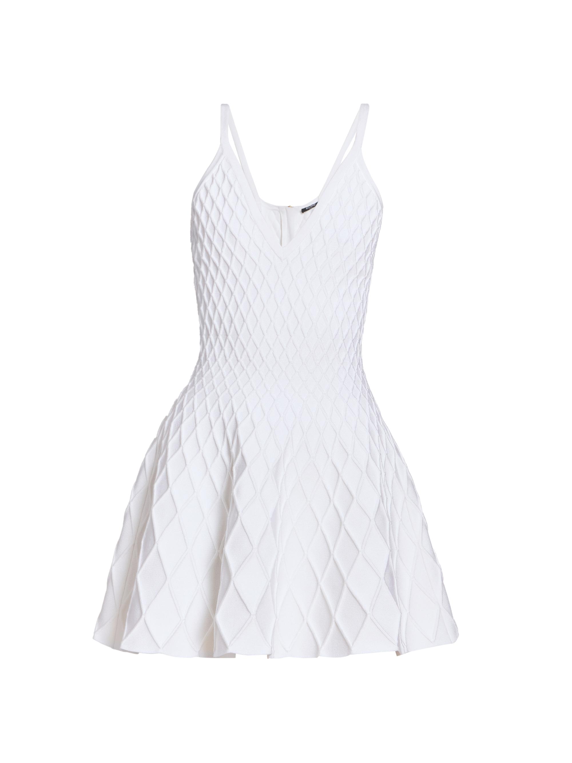 Balmain Women's Quilted Compact Knit Minidress - Blanc