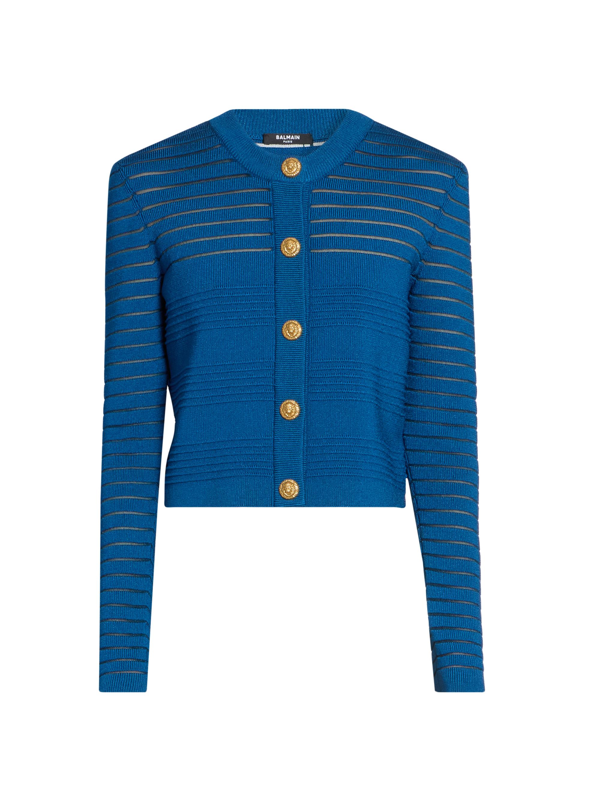 Balmain Women's Mesh Stripe Cardigan - Bleu Nuit - Women's Clothing
