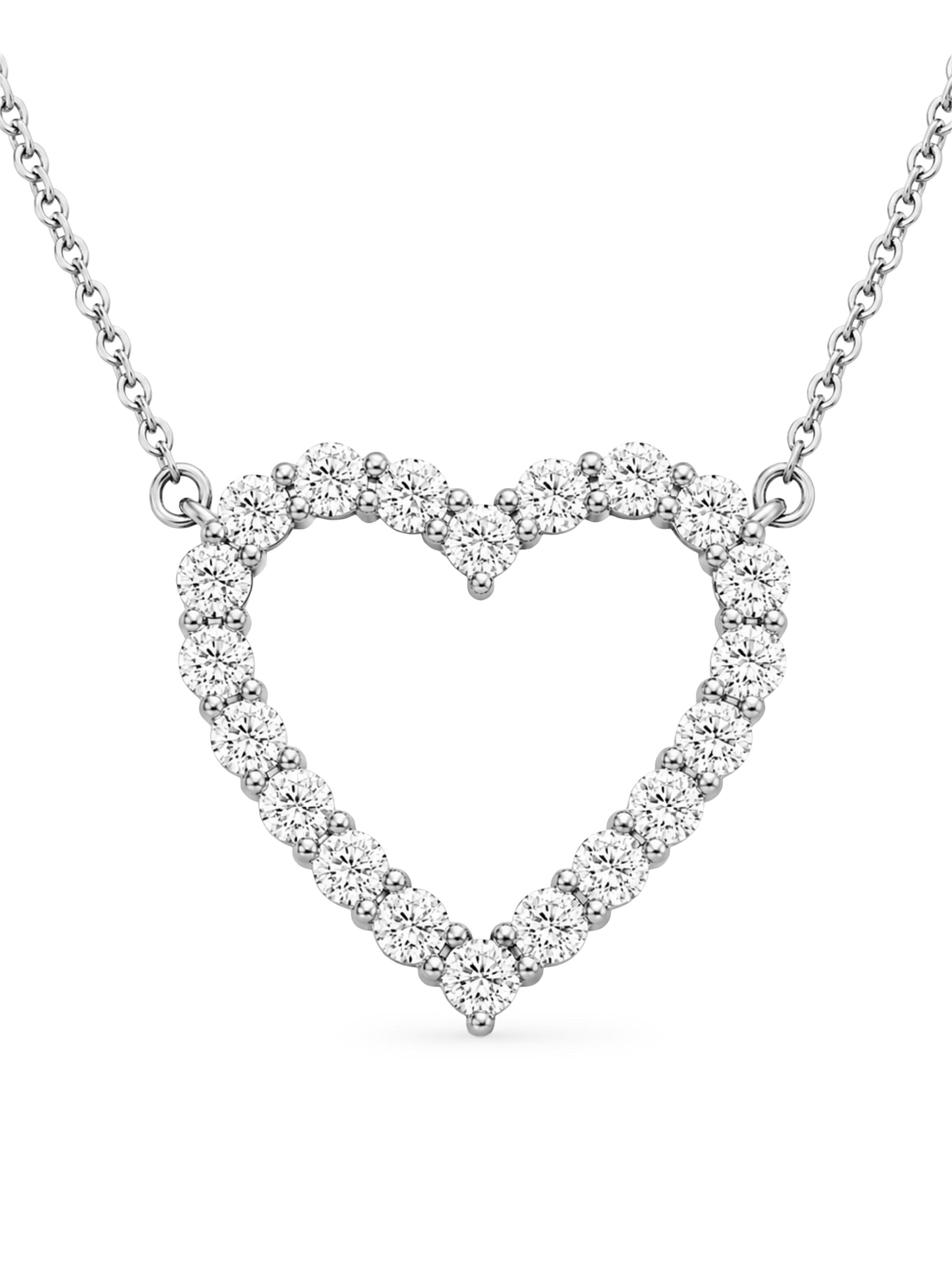 Saks Fifth Avenue Diamonds Women's 18K Gold & 1.00 TCW Lab-Grown Diamond Heart Pendant Necklace - White Gold