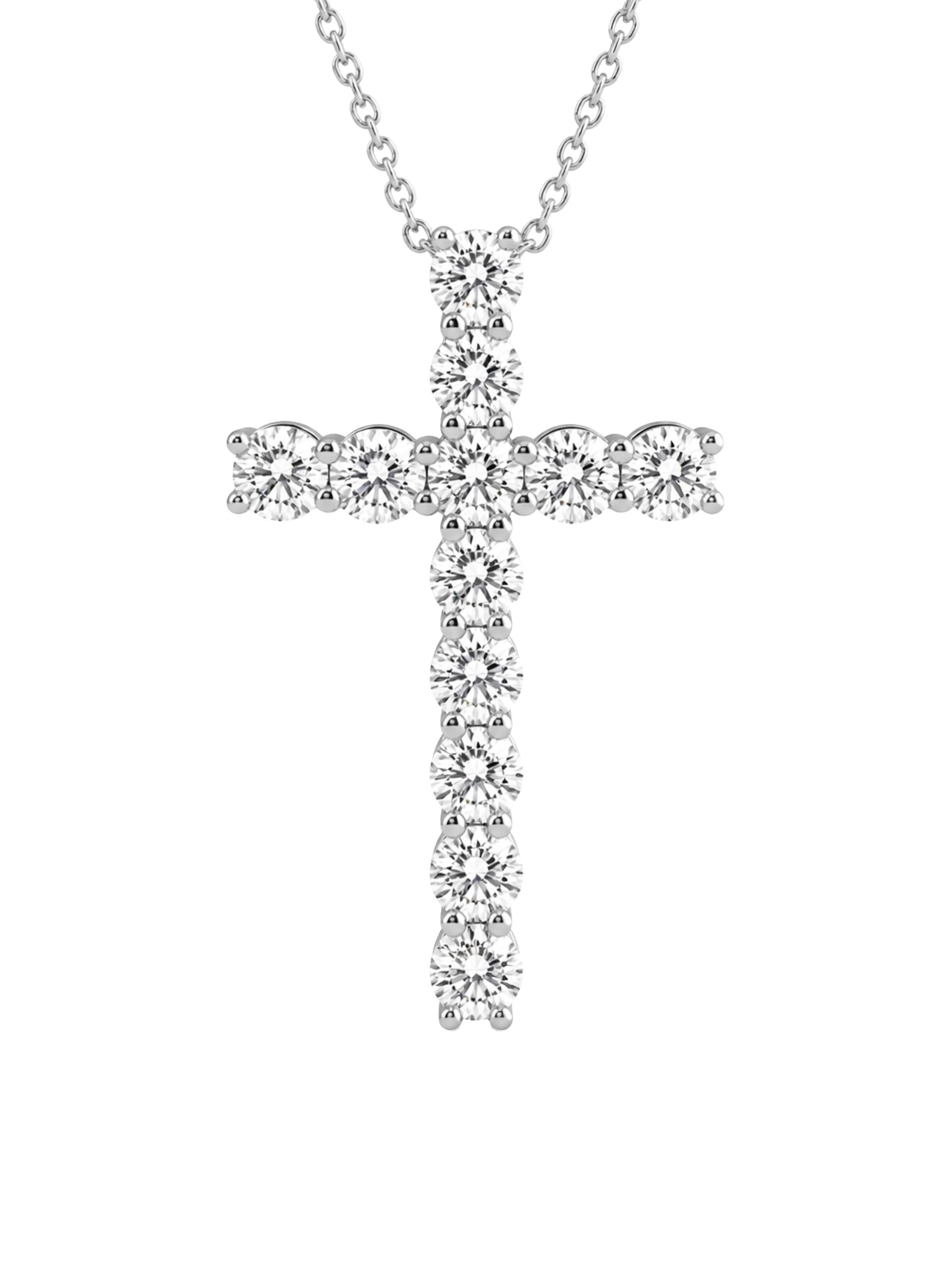 Saks Fifth Avenue Diamonds Women's 18K Yellow Gold & 1.00 TCW Lab-Grown Diamond Cross Pendant Necklace - White Gold