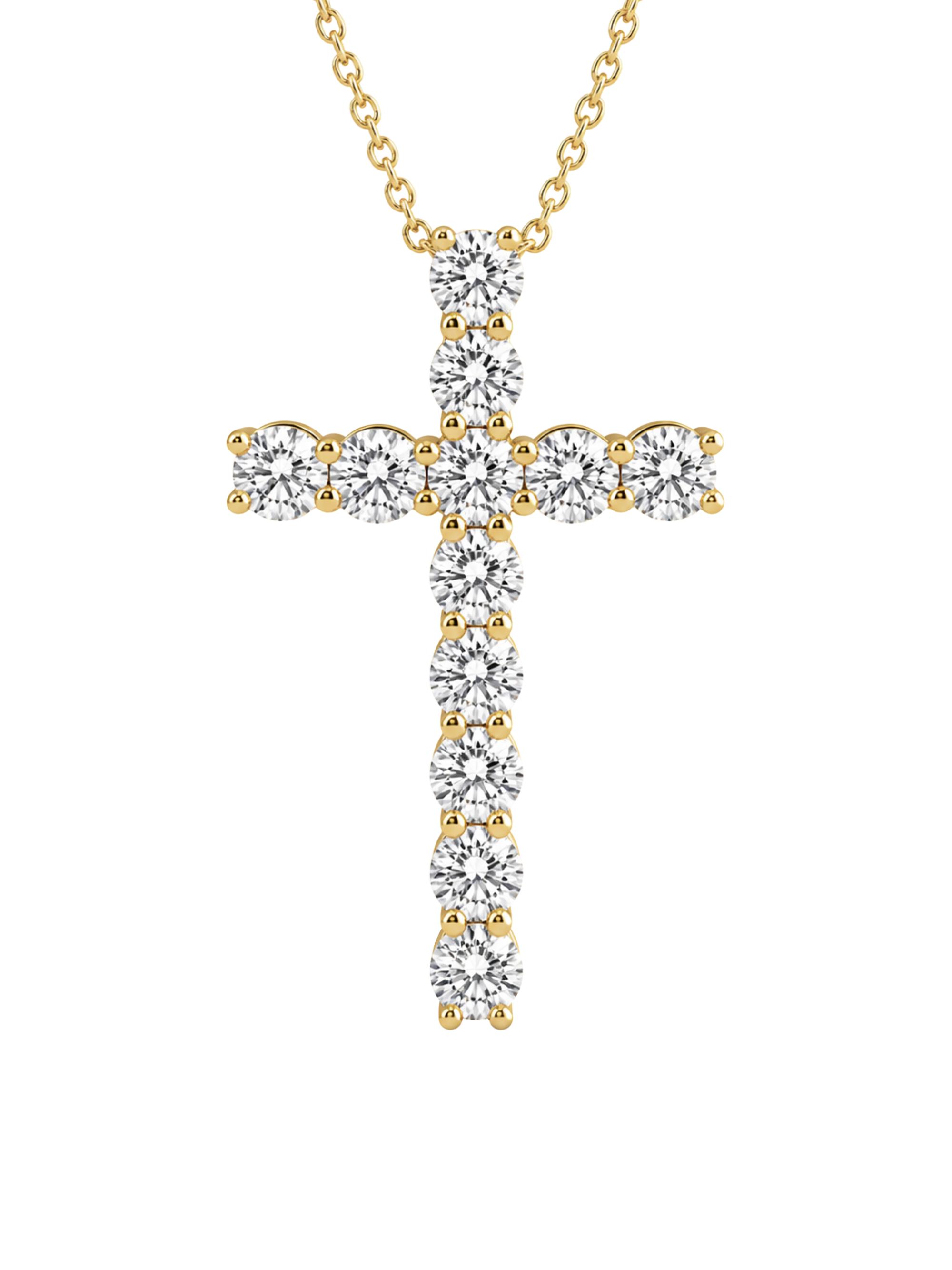 Saks Fifth Avenue Diamonds Women's 18K Yellow Gold & 1.00 TCW Lab-Grown Diamond Cross Pendant Necklace - White Gold