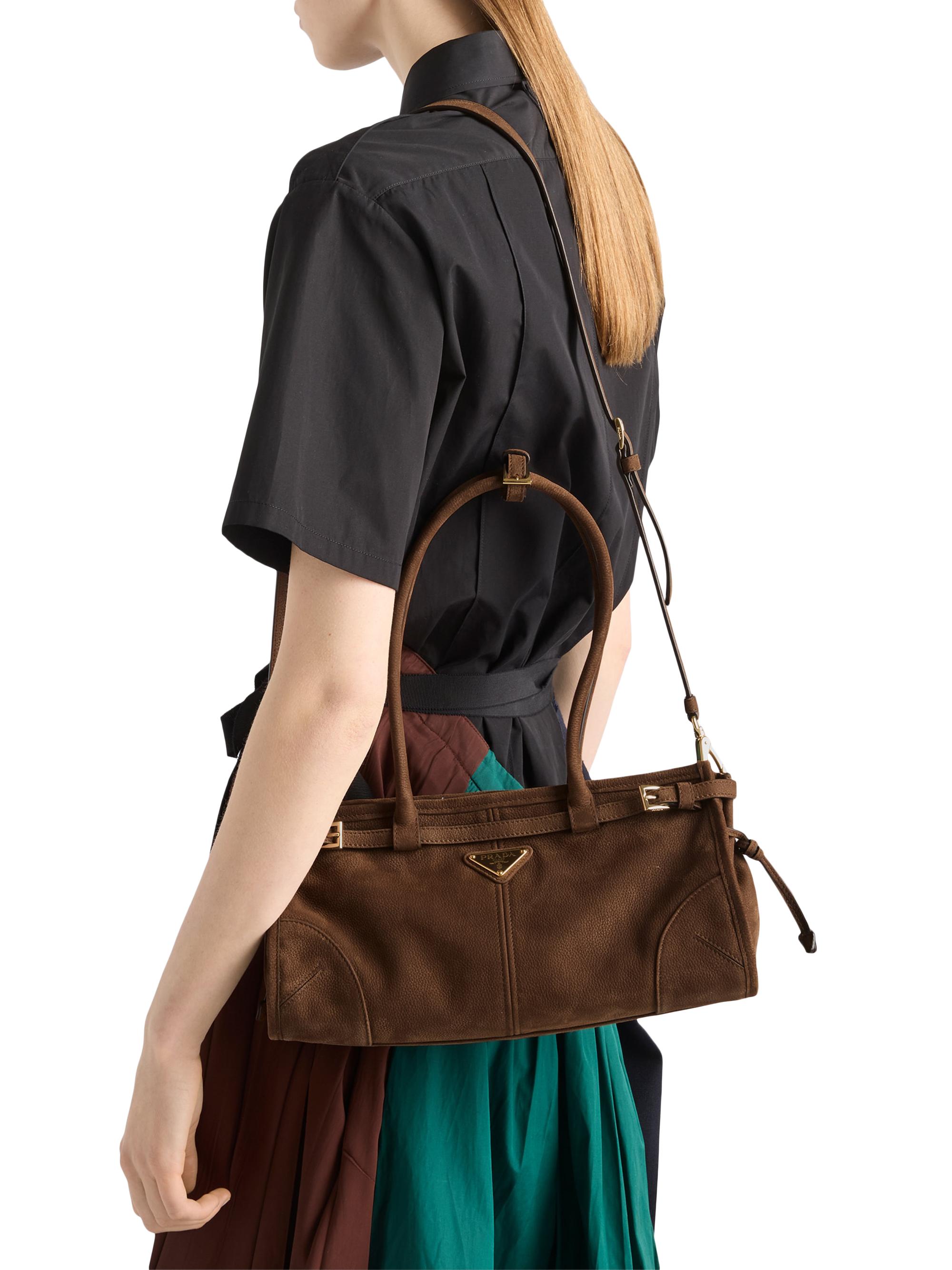 Prada Women's Bonnie  Nubuck Leather Handbag - Brown