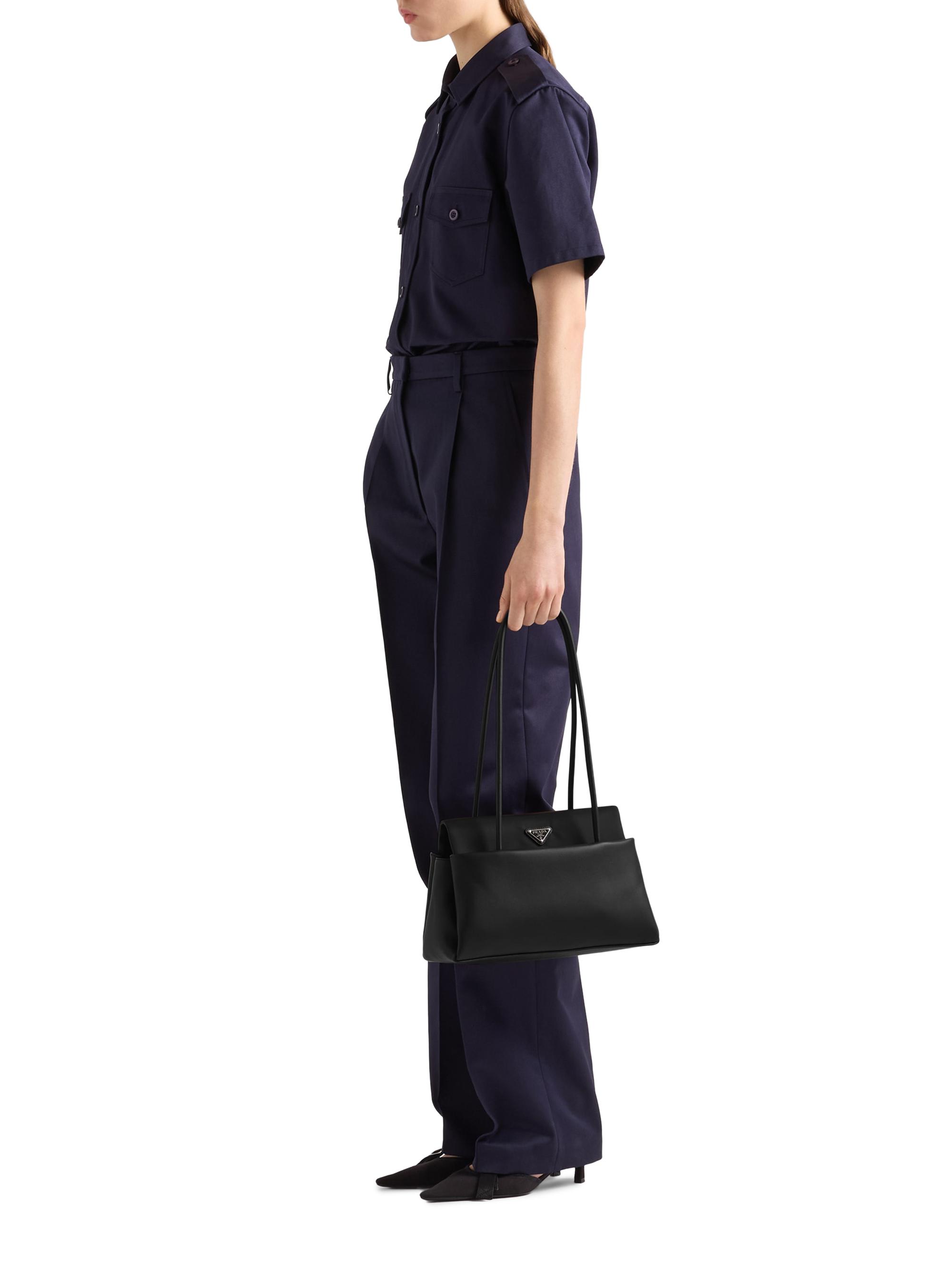 PRADA レザー ボウタイ Prada Passage Medium Leather Shoulder Bag with Nylon Flap | Saks