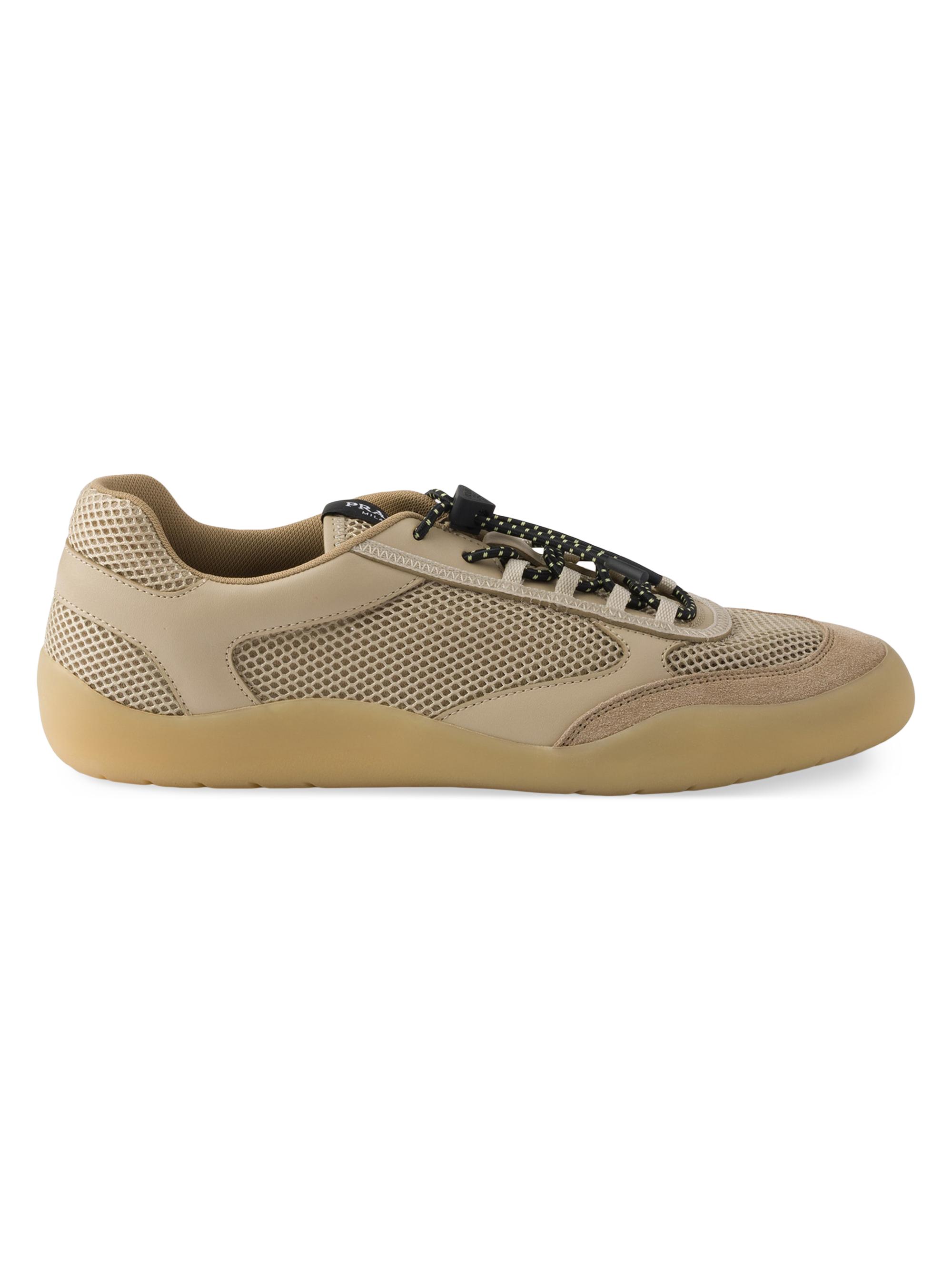Prada Women's Speedrock Mesh Fabric Sneakers - Beige Khaki
