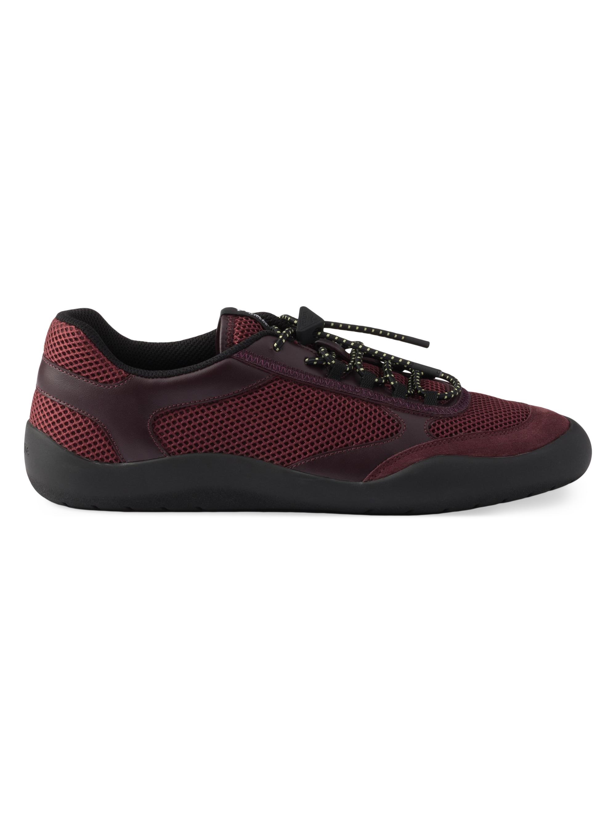 Prada Women's Speedrock Mesh Fabric Sneakers - Dark Red
