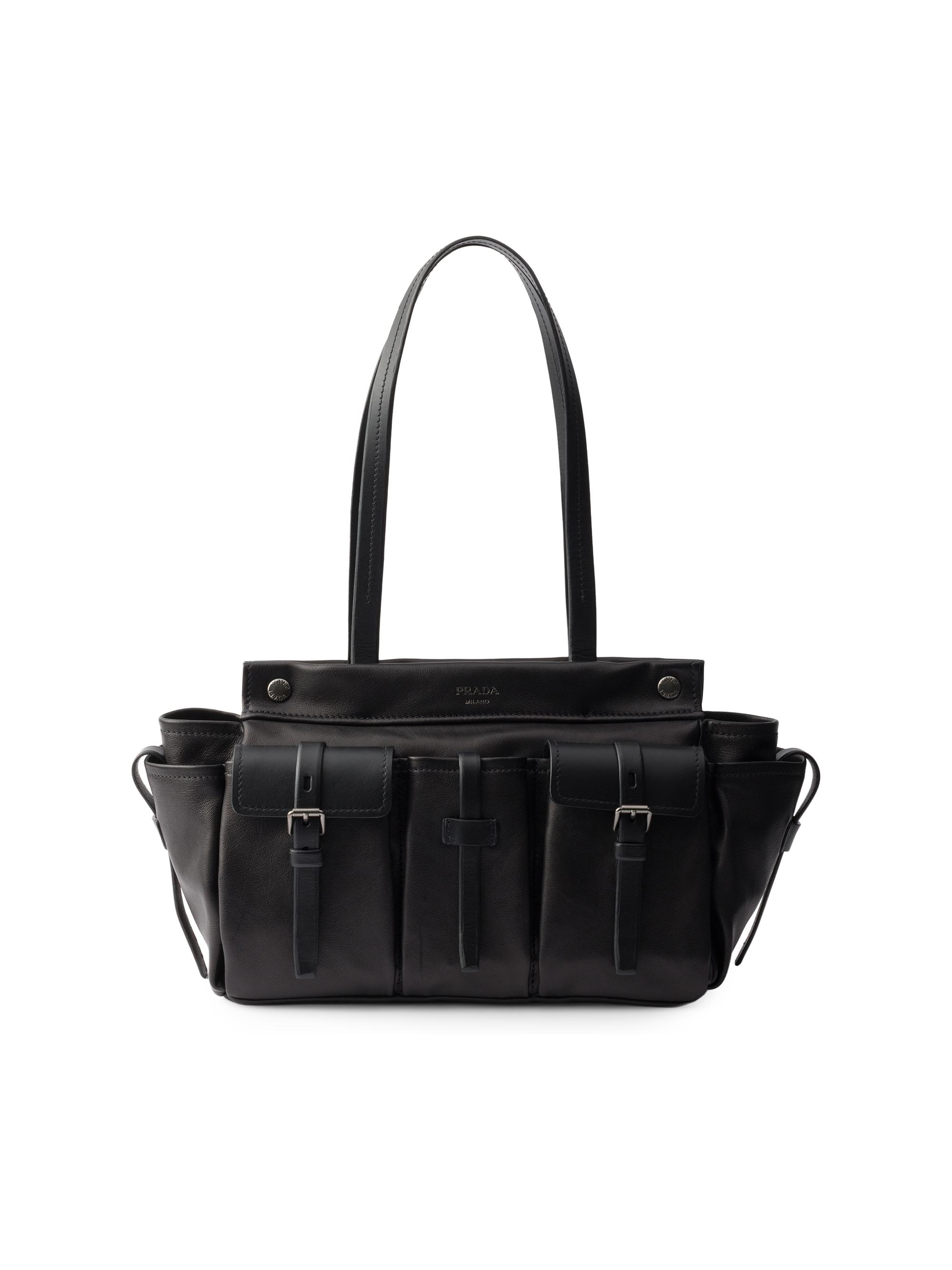 Prada Buckle Large Leather Top Handle Bag with Belt | Saks Fifth