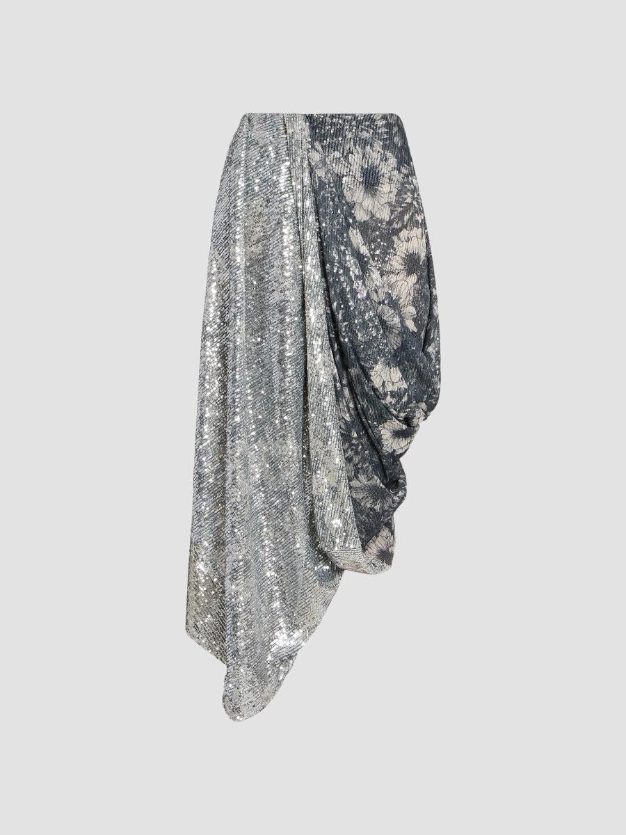 Maison Margiela Sequin Floral Draped Midi-Skirt | Saks Fifth Avenue