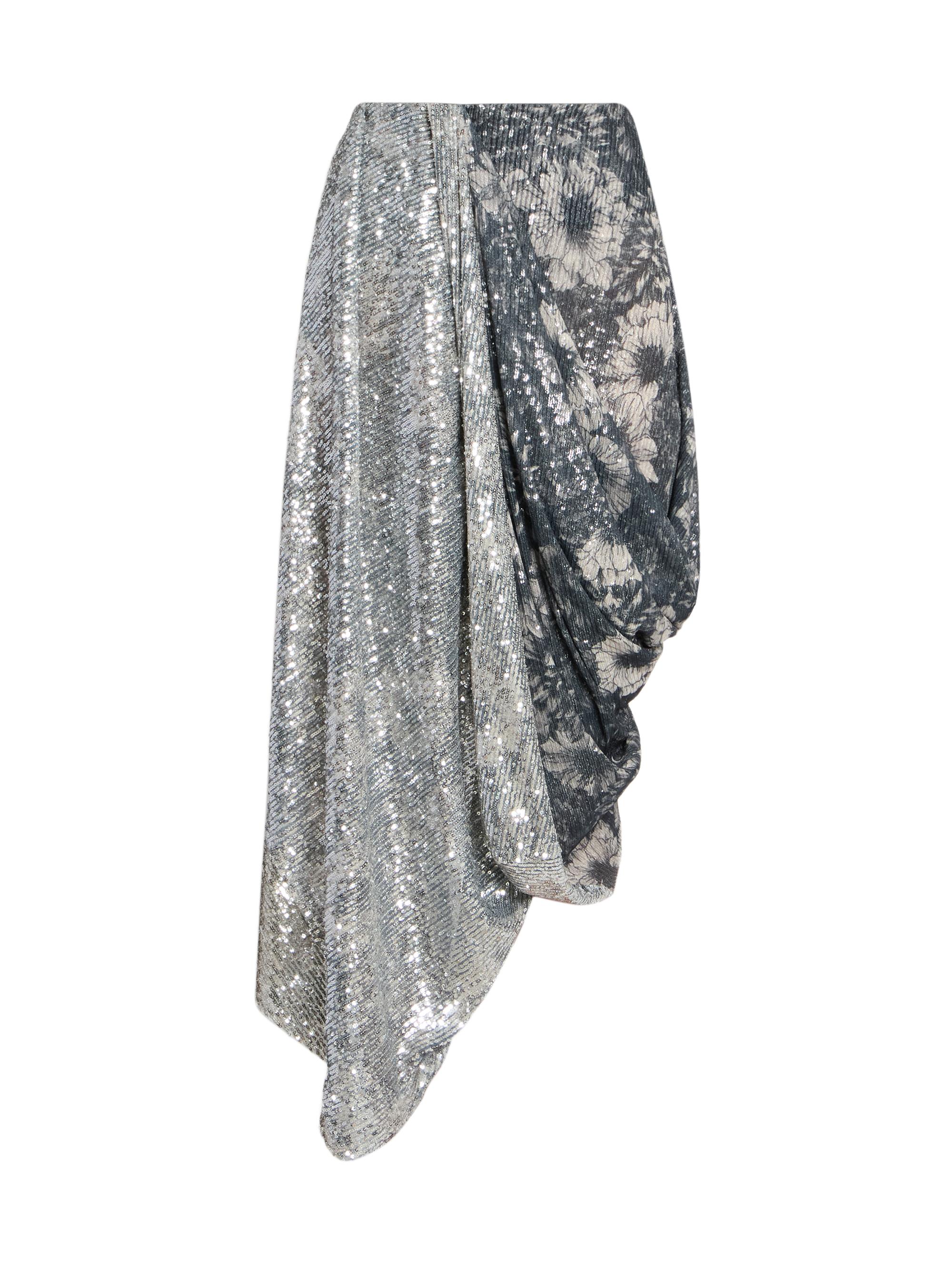 Maison Margiela Women's Sequin Floral Draped Midi-Skirt