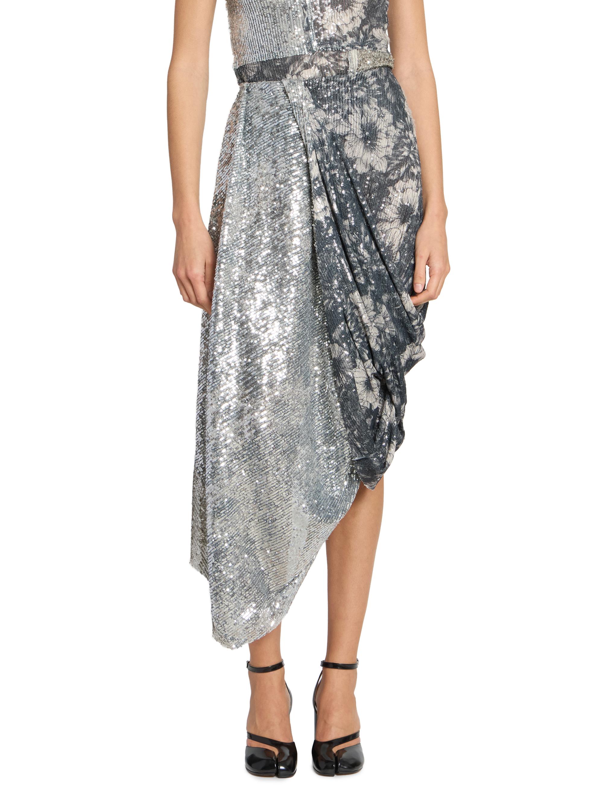 Maison Margiela Sequin Floral Draped Midi-Skirt | Saks Fifth Avenue