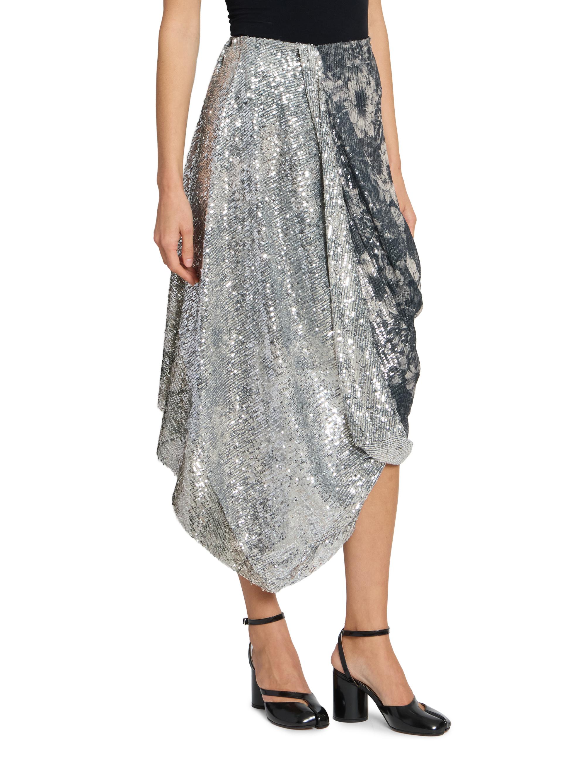 Maison Margiela Sequin Floral Draped Midi-Skirt | Saks Fifth Avenue