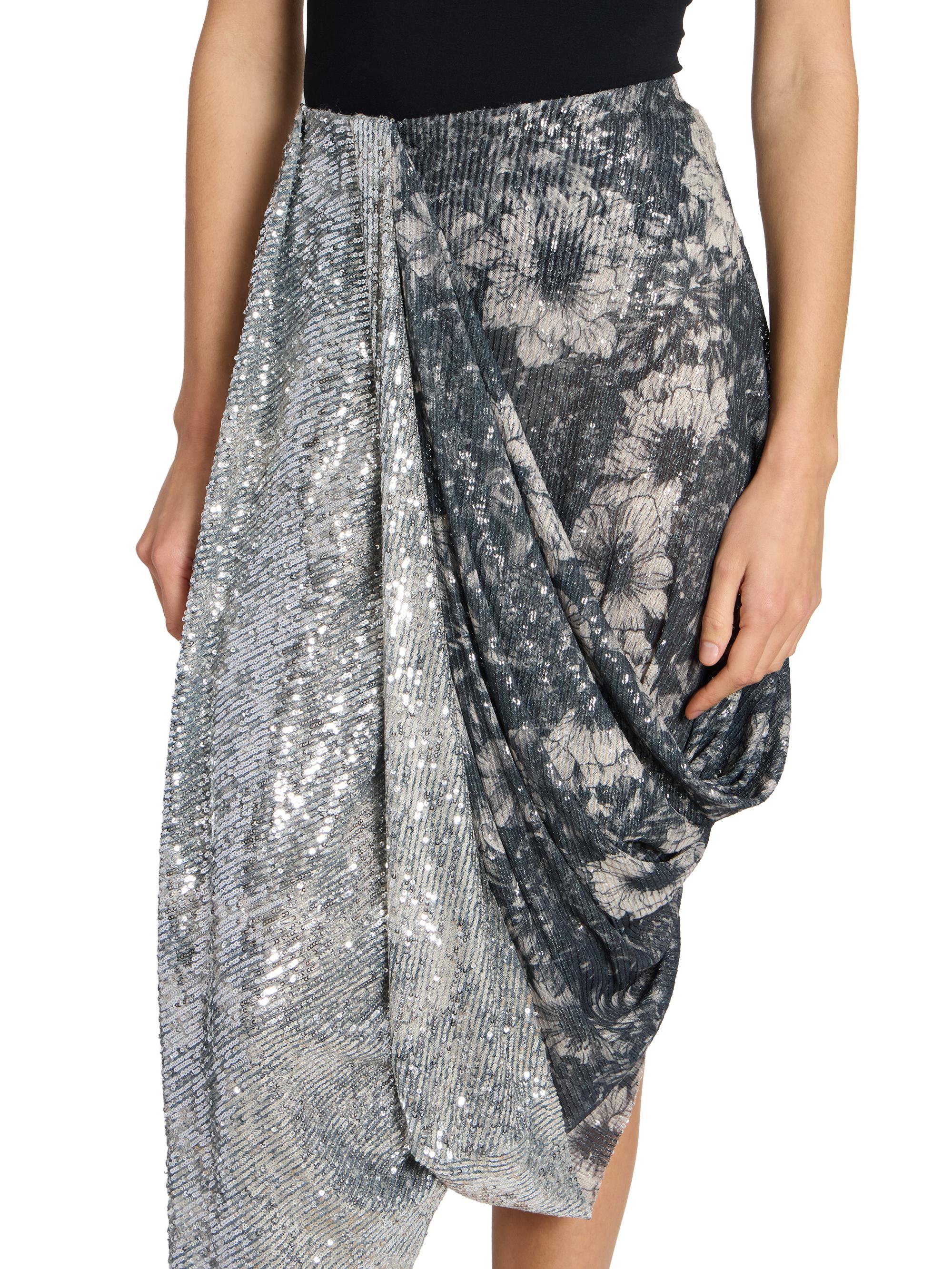 Maison Margiela Sequin Floral Draped Midi-Skirt | Saks Fifth Avenue