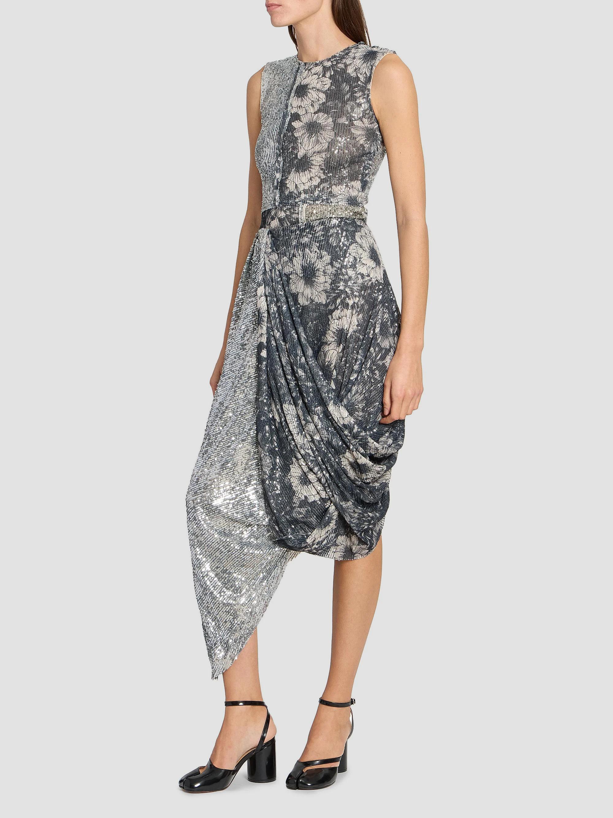 Maison Margiela Sequin Floral Draped Midi-Skirt | Saks Fifth Avenue