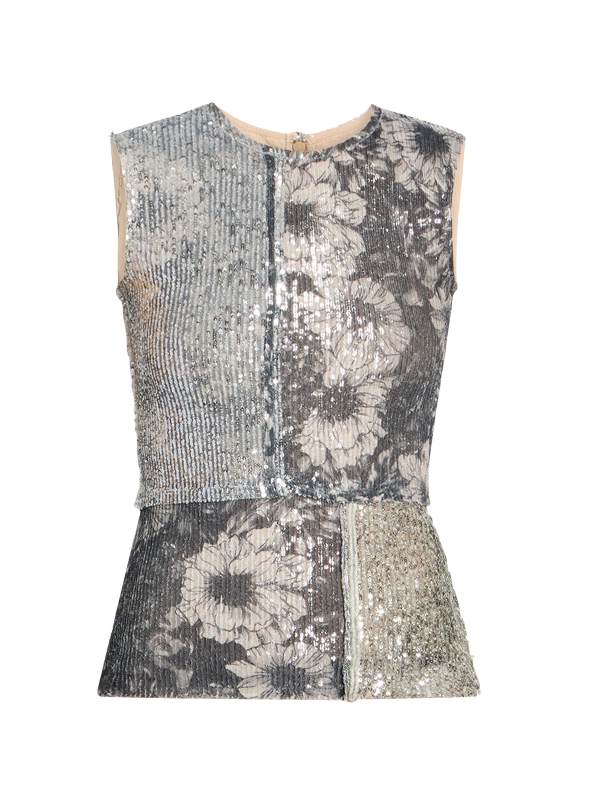 Maison Margiela Women's Sequin Floral Sleeveless Top - Multicolor Variant