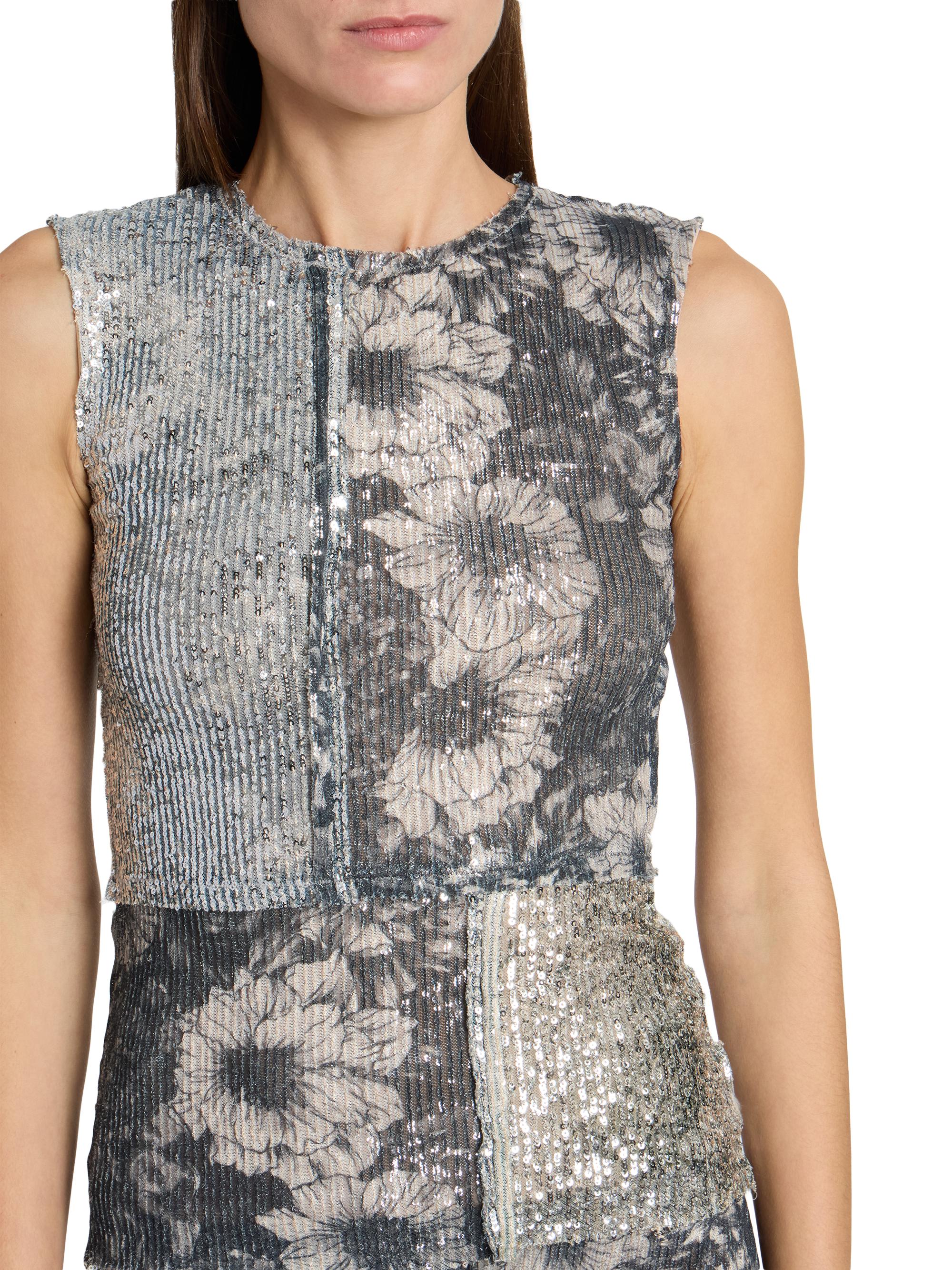 Maison Margiela Sequin Floral Sleeveless Top | Saks Fifth Avenue