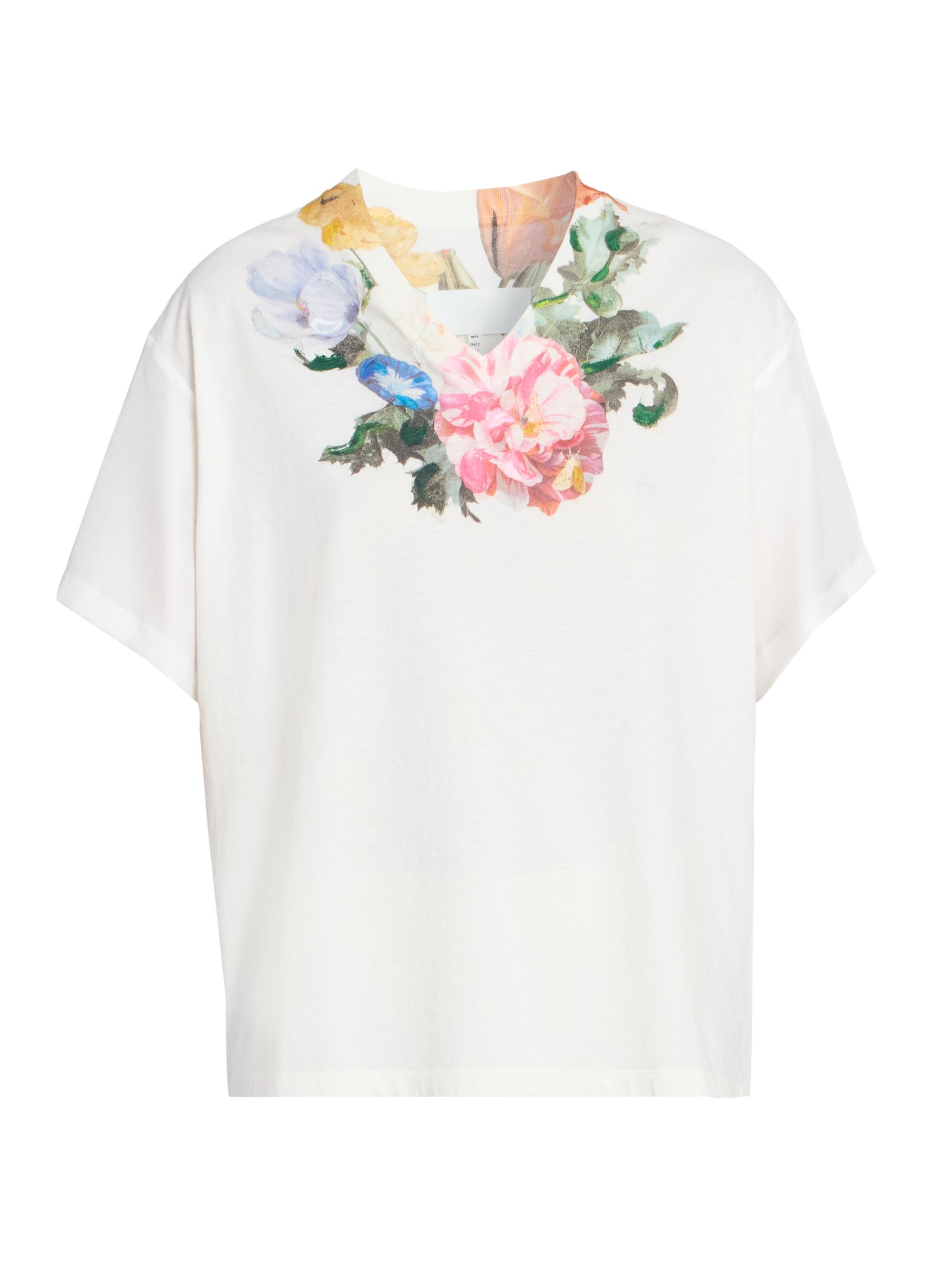 maison margiela shirt tops vintage ここのえ Maison Margiela Floral Cotton V-Neck T-Shirt | Saks Fifth Avenue
