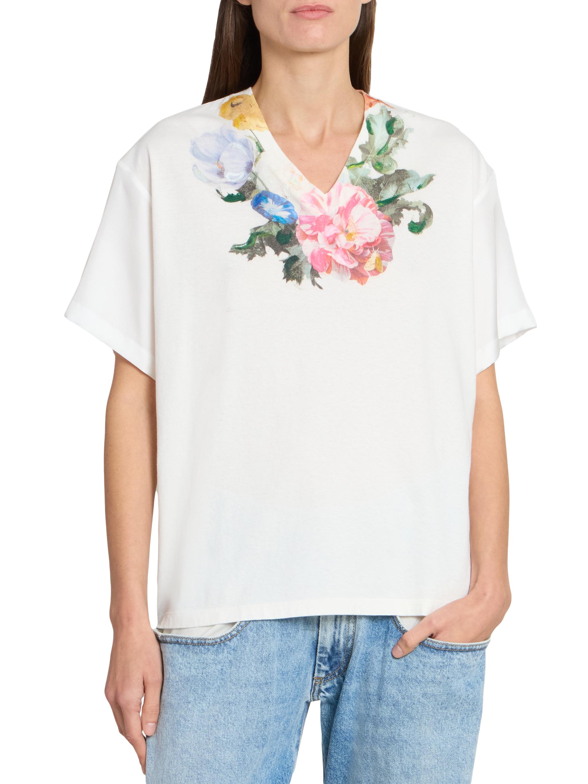トップス maison martin Margiela Maison Margiela Floral Cotton V-Neck T-Shirt | Saks Fifth Avenue