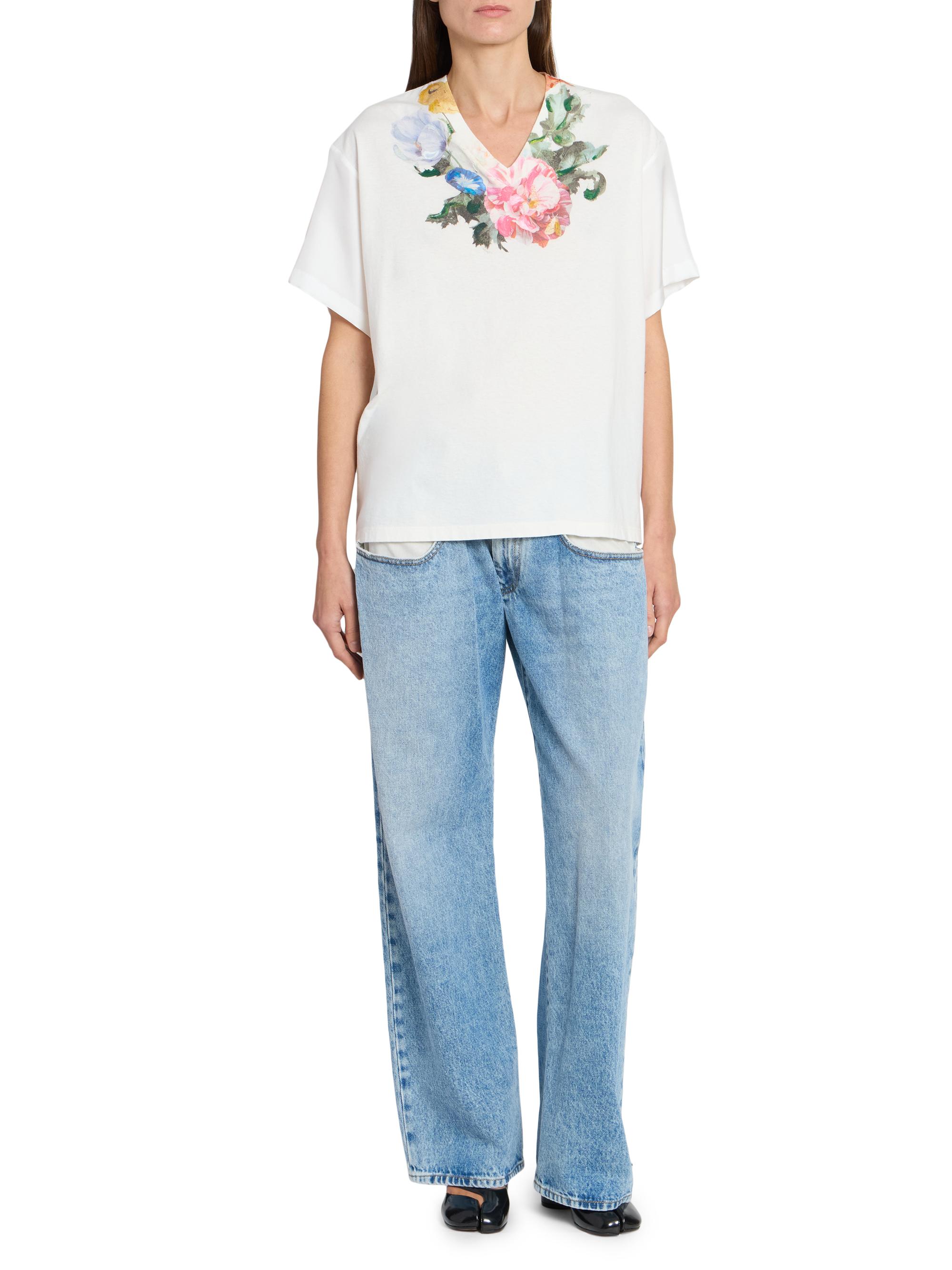 Maison Margiela Floral Cotton V-Neck T-Shirt | Saks Fifth Avenue