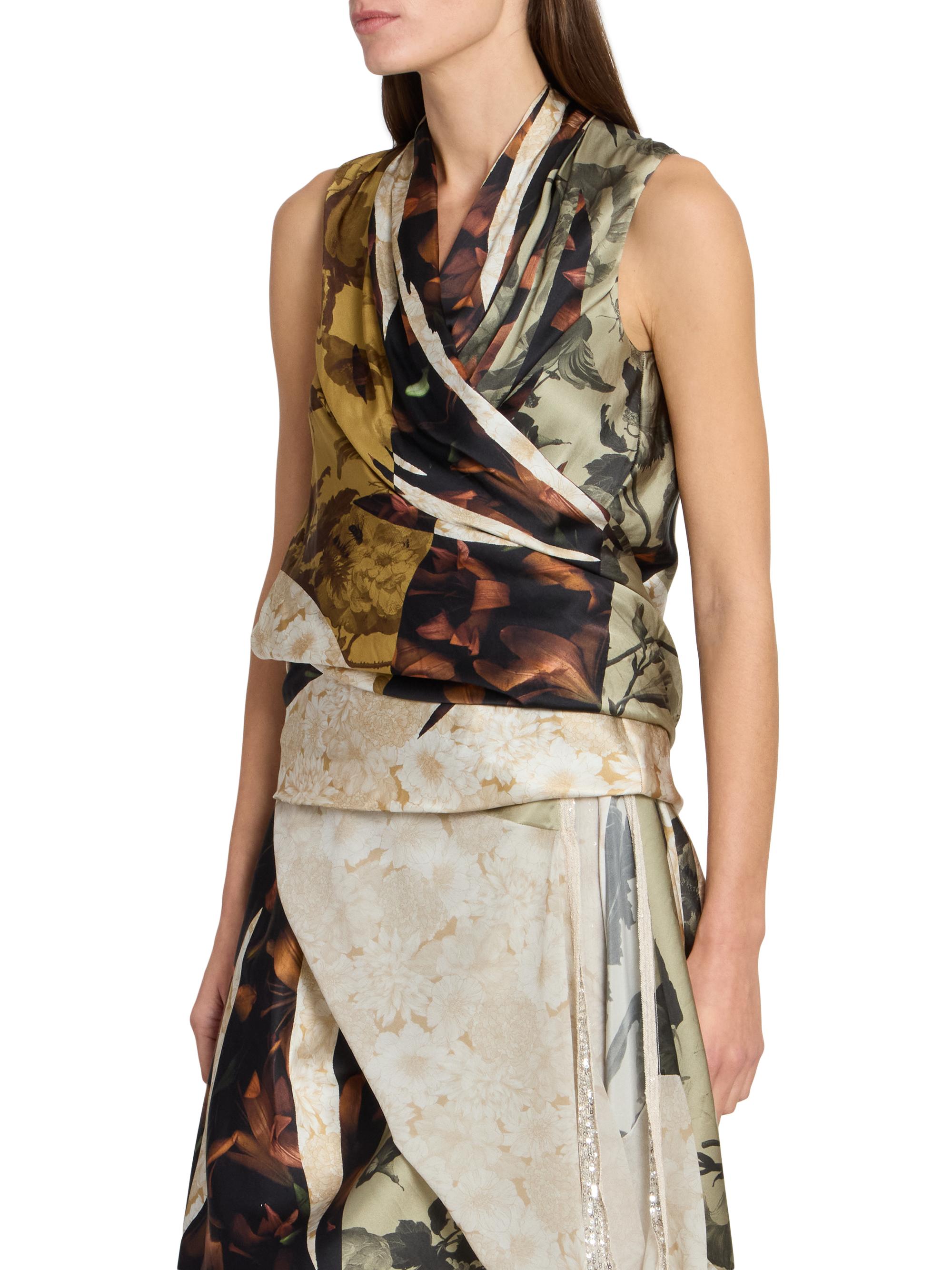 Maison Margiela Floral Draped Silk Top | Saks Fifth Avenue