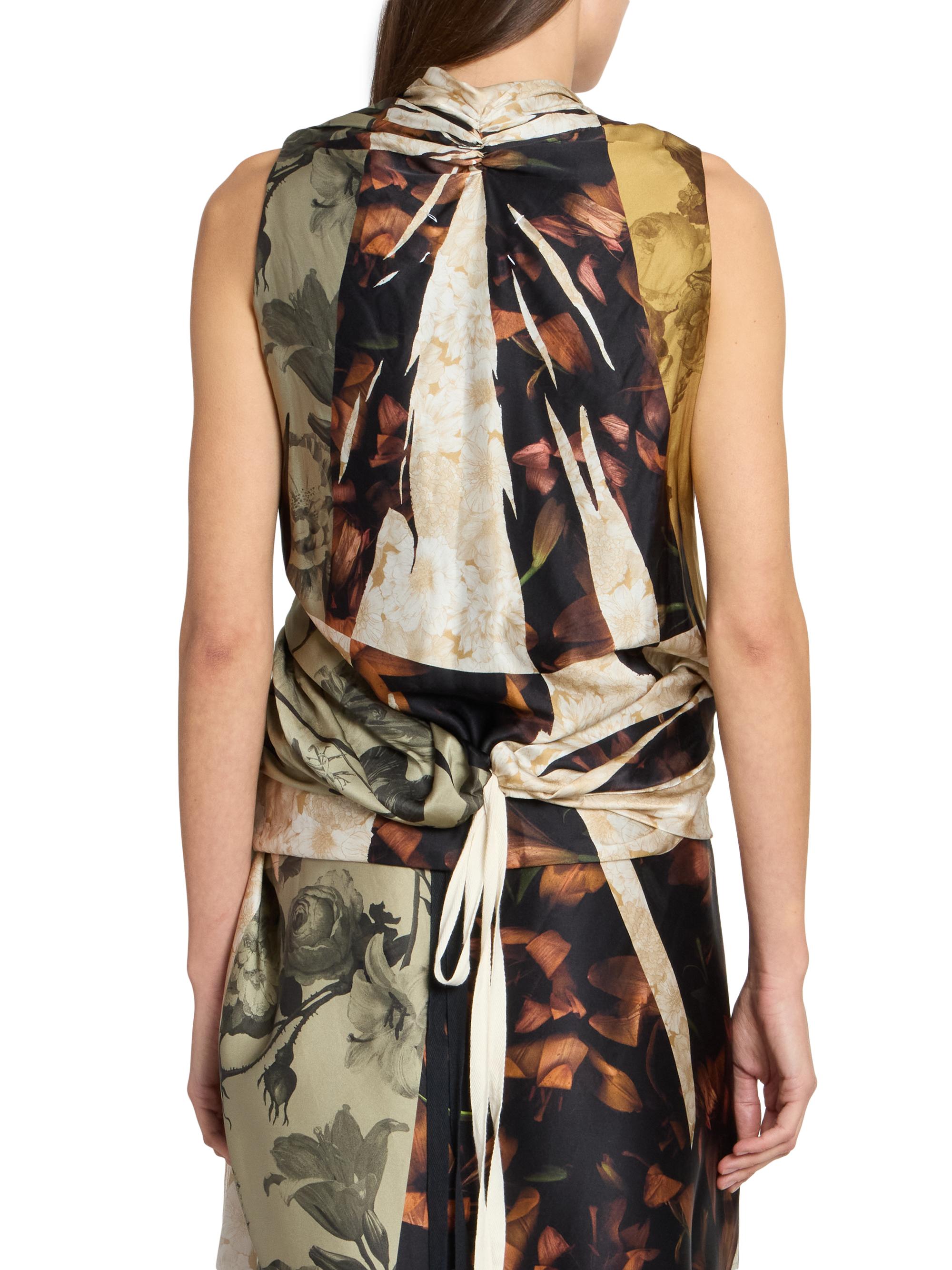 Maison Margiela Floral Draped Silk Top | Saks Fifth Avenue